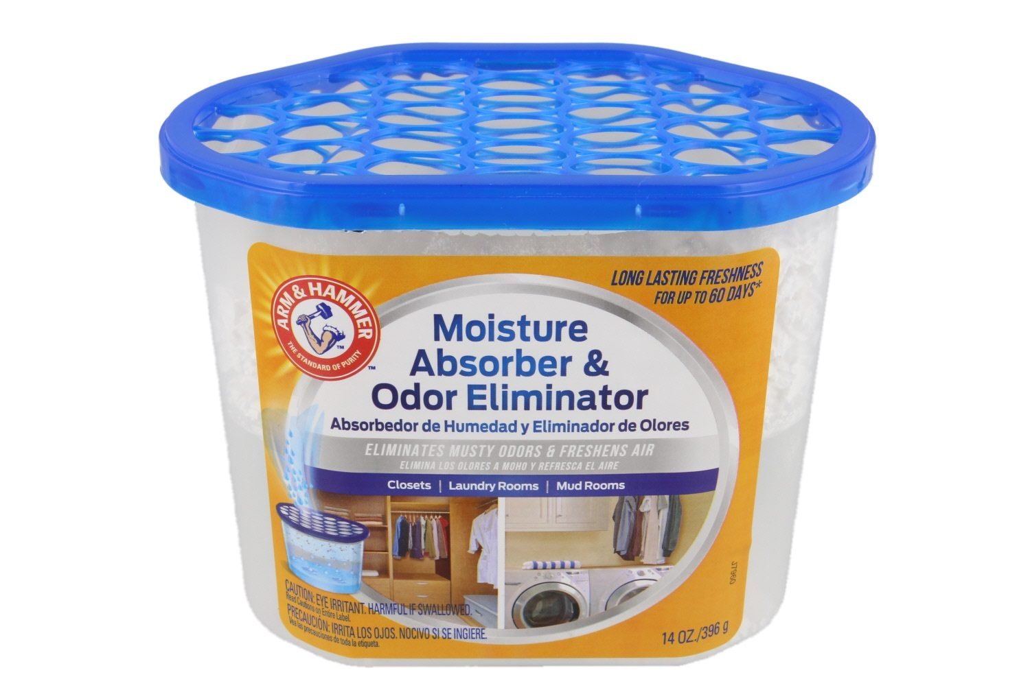 Arm & Hammer Moisture Absorber & Odor Eliminator 14Oz Tub, 3 Pack   Eliminates Musty Odors & Freshens Air For Closets, Laundry R