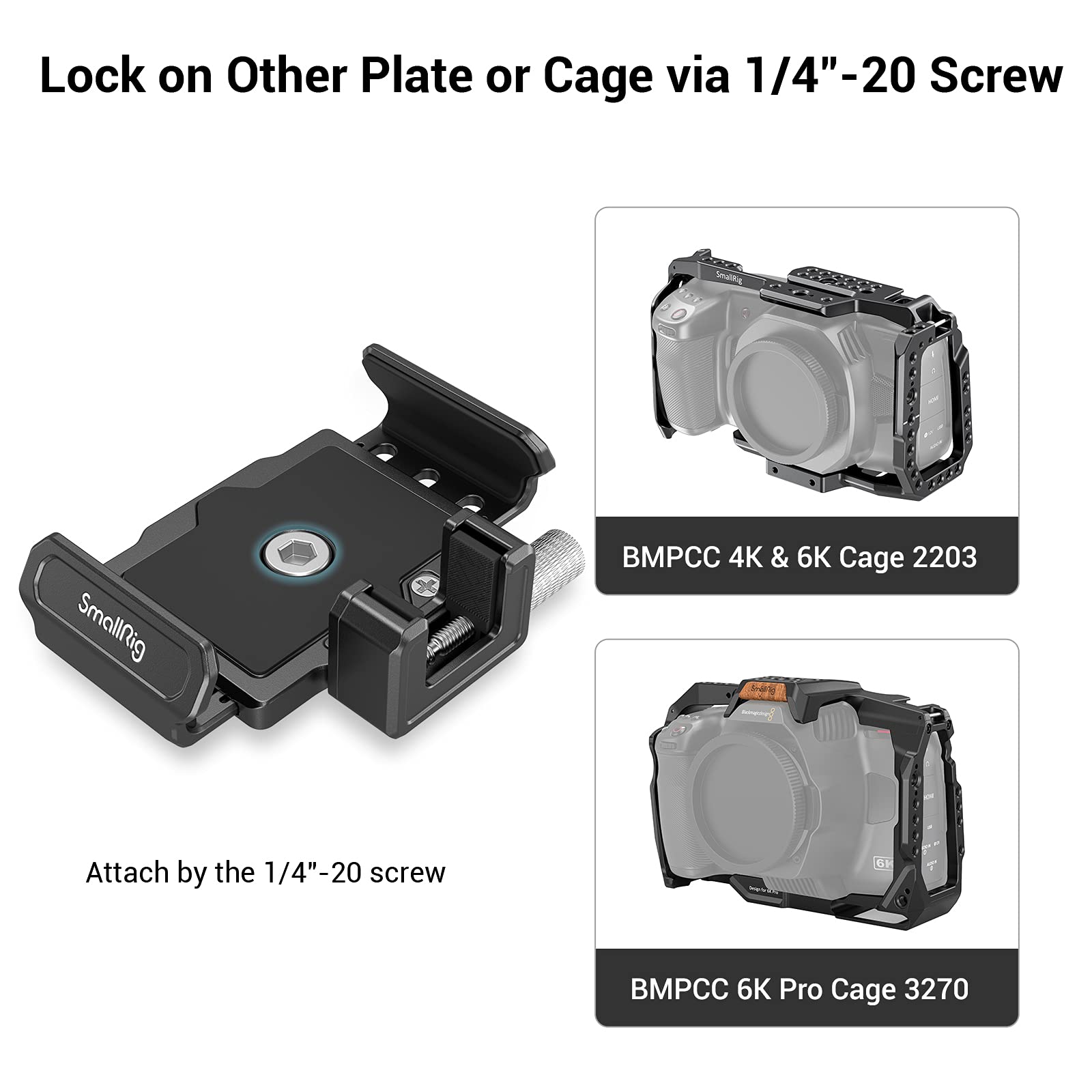 Smallrig Ssd Mount Bracket Ssd Holder For Samsung T5/T7 Ssd, Sandisk Ssd, Sandisk Ssd T5/T7, Compatible Cage For Bmpcc 6K Pro -