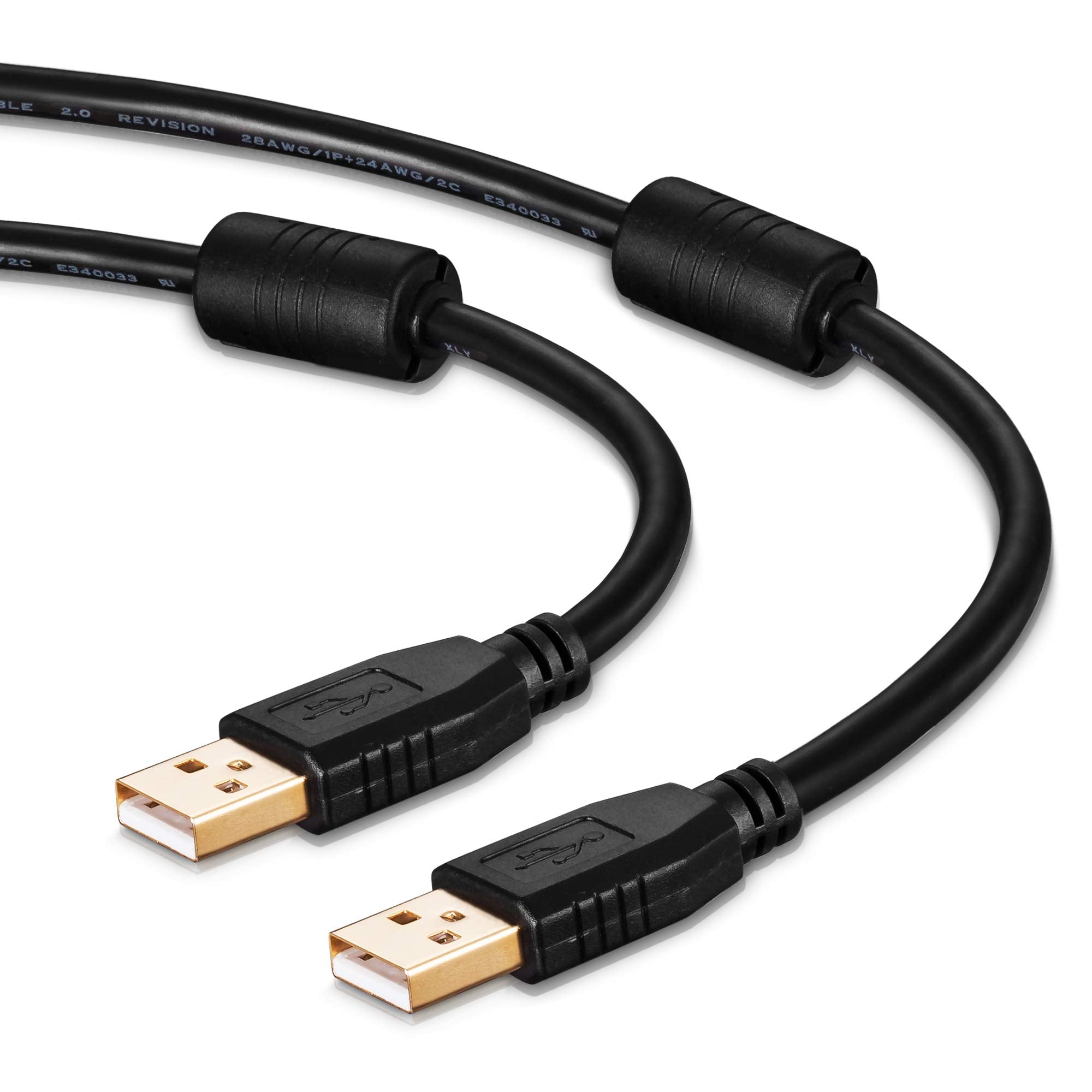 Tan QY USB 2.0 Cable with Signal Booster Gold-Plated Connector Black 50Ft