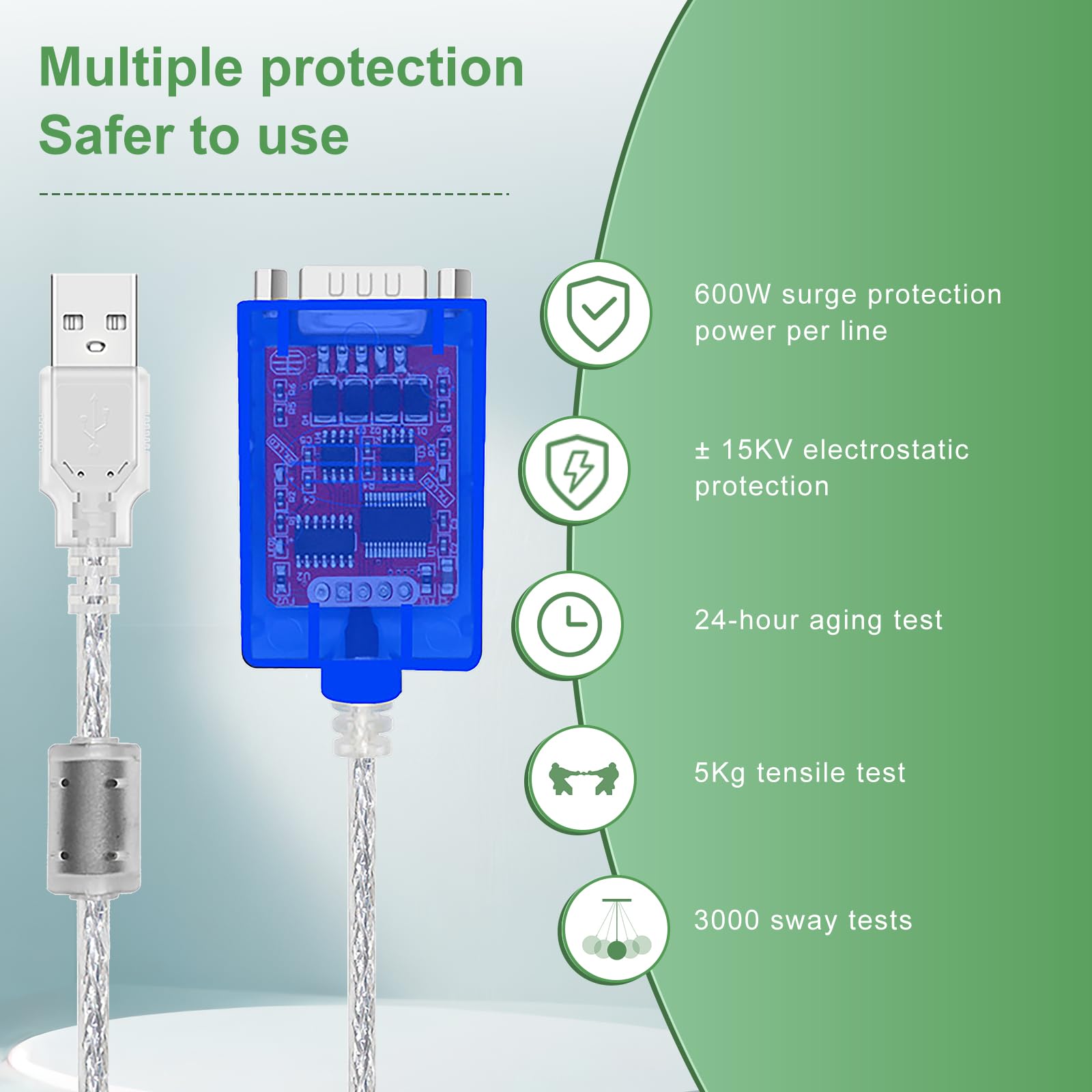 Jeirdus Usb To Rs422 Rs485 Serial Port Converter Adapter Cable With Ftdi Chip Support Windows 10, 8, 7, Xp And Mac With Esd Prot