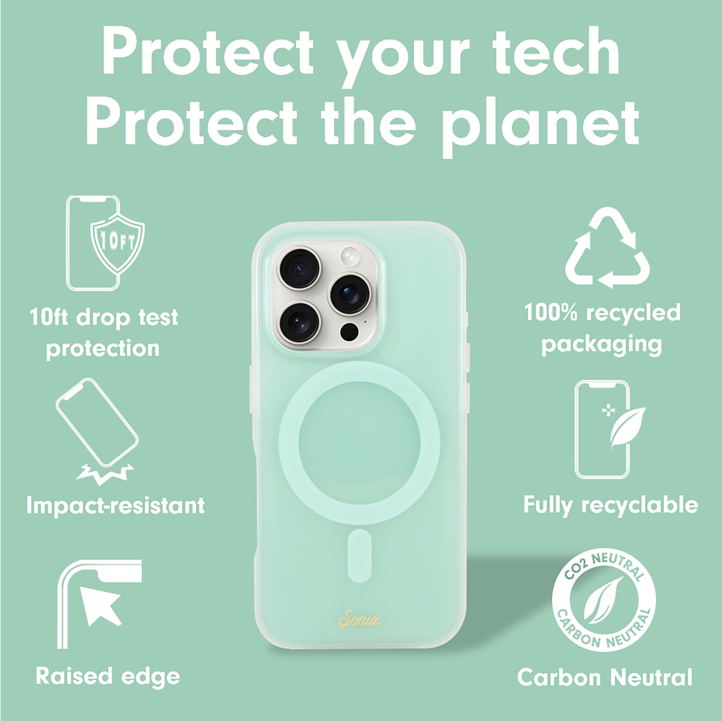 Sonix Case For Iphone 16 Pro | Compatible With Magsafe | 10Ft Drop Tested | Jelly Mint