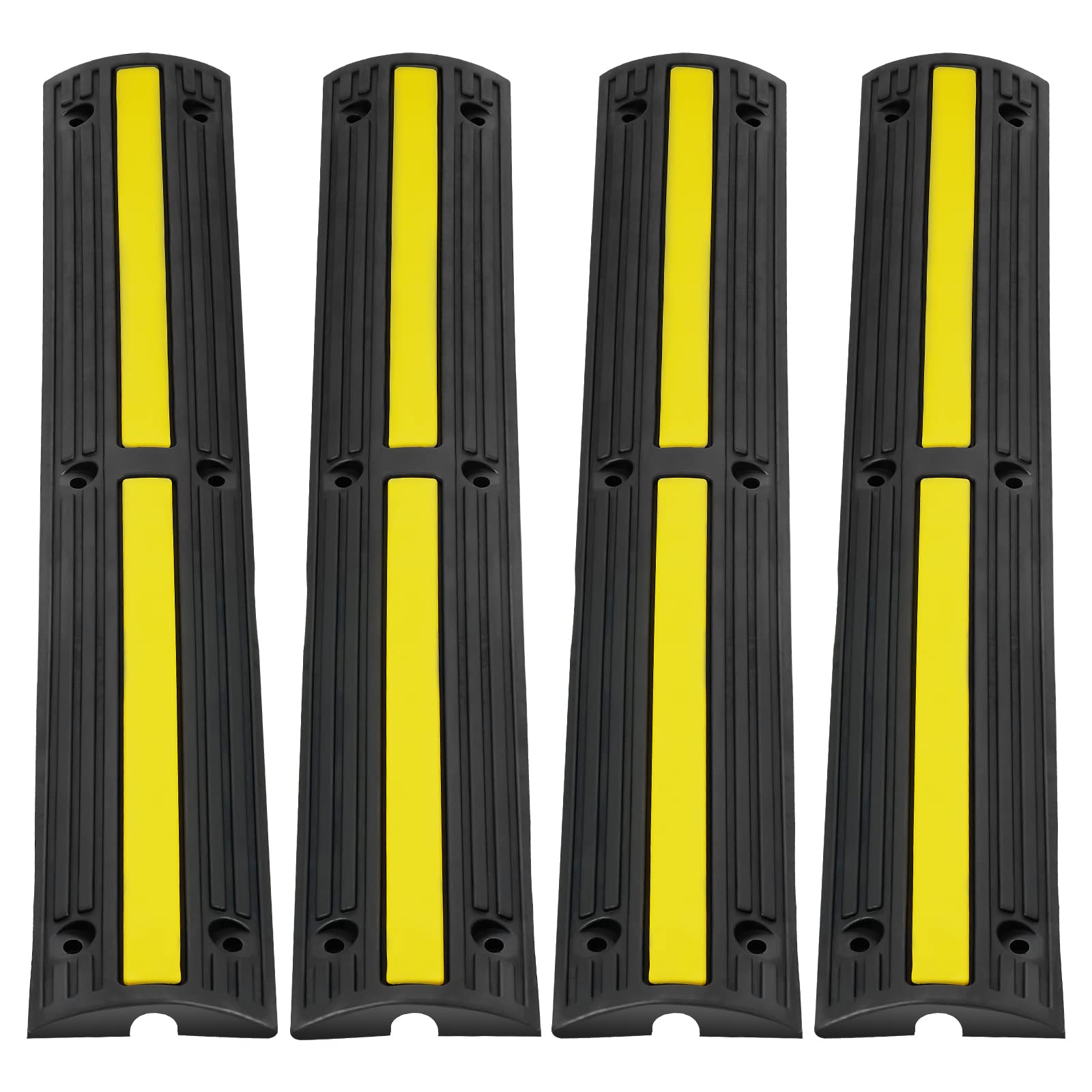 Vevor 3.28 Ft Cable Protector Ramp, 4 Pack Of 1 Channel, 18000 Lbs/Axle Capacity Heavy Duty Rubber Speed Bumps, Floor Cord Cable