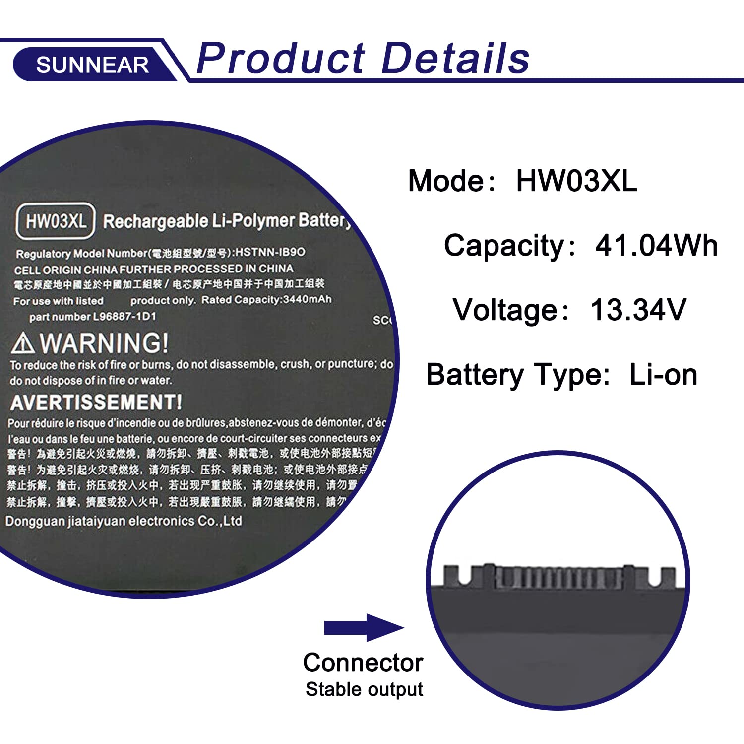 Sunnear Hw03Xl Laptop Battery Replacement For Hp Pavilion 15 Eg 15 Eg0073Cl 15 Eg0048Nr 15 Eg1025Cl 15 Eg1053Cl 15 Eg1073Cl 15 E