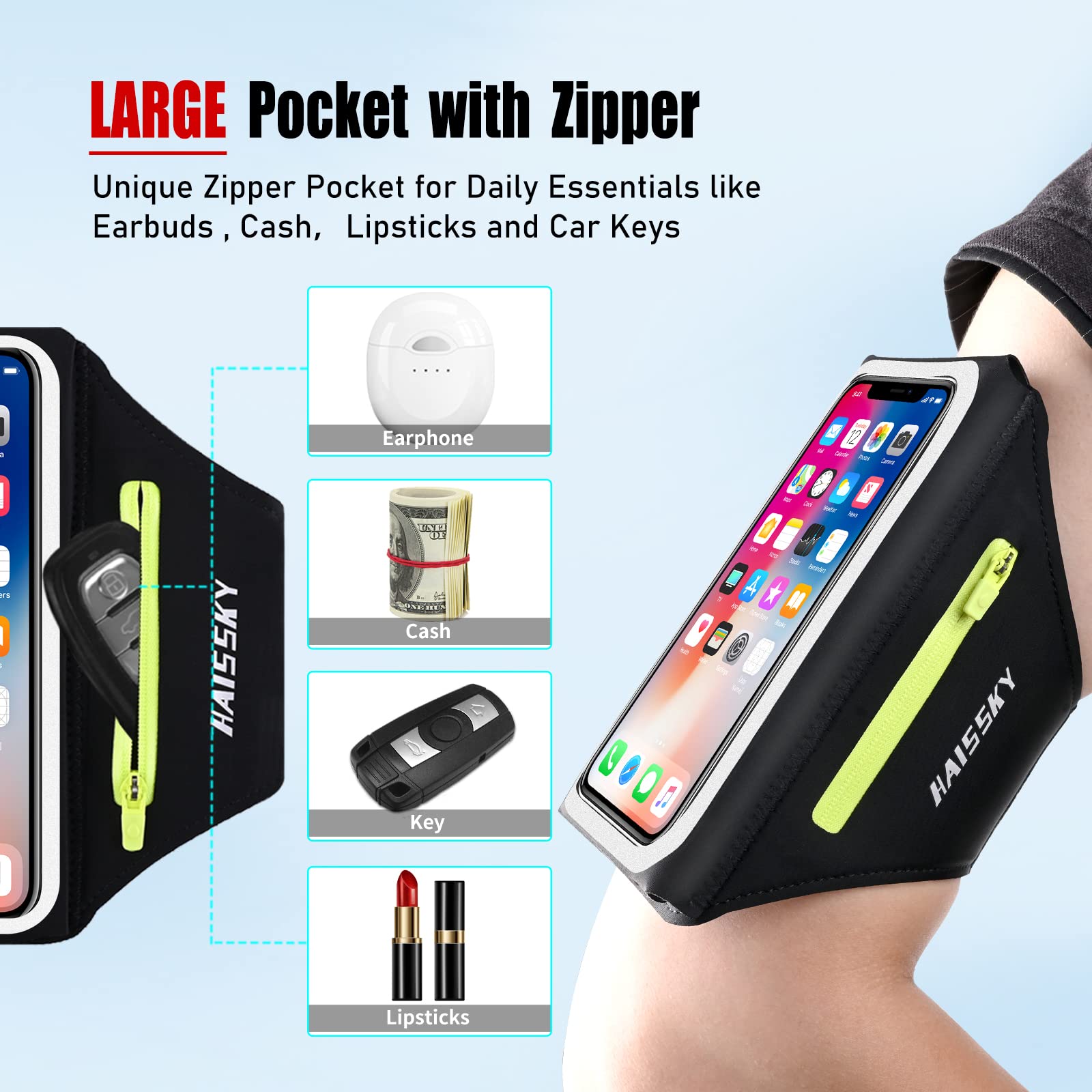 Running Armband [3D Design] With Key Pouch, Running Phone Holder For Iphone 15 14 13 12 11 Pro Max Plus, Samsung S24 S23 S22 S21