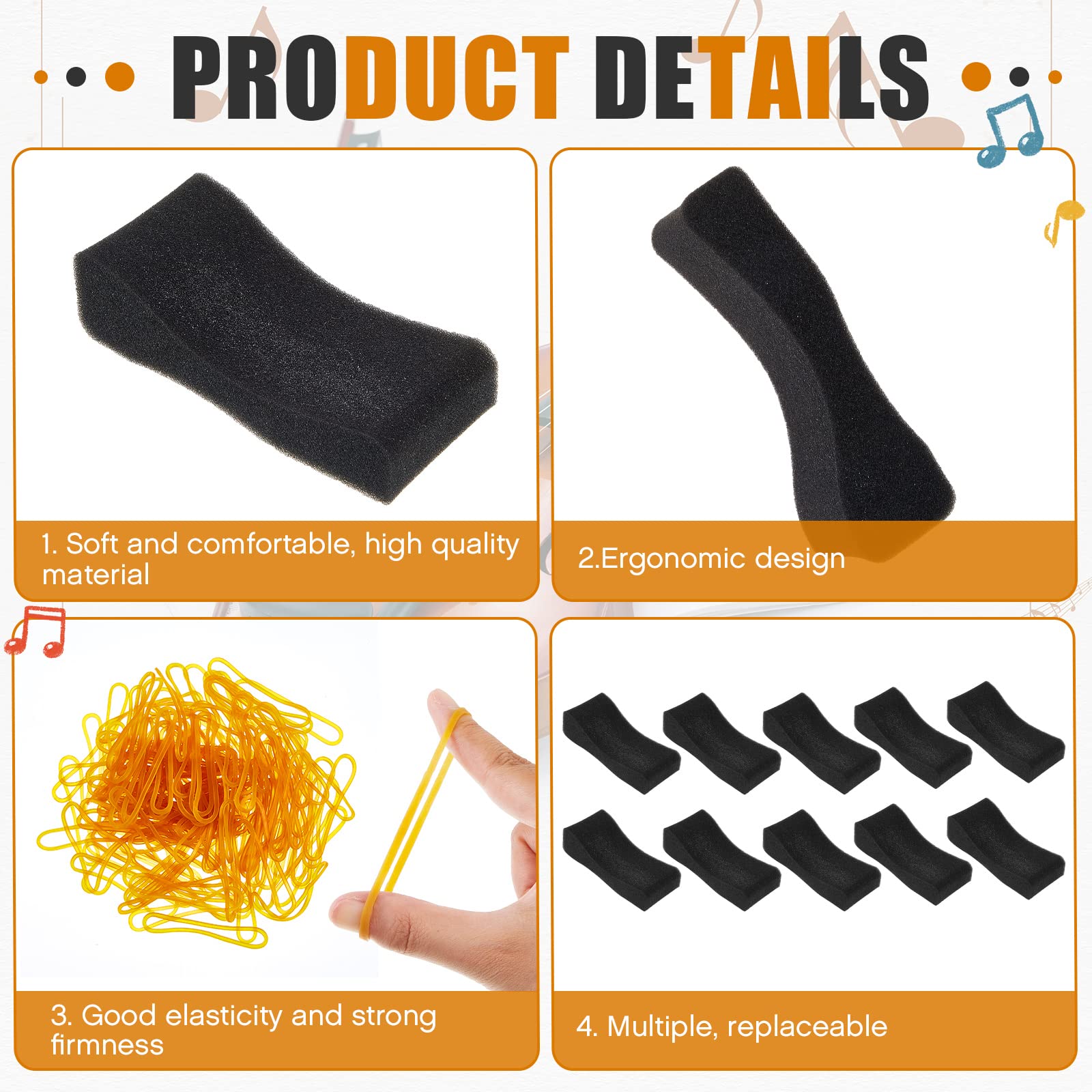 Yeshone 10 Pcs Children Violin Shoulder Rest Sponge Foam Violin Shoulder Pads Kids Soft Violin Sponge With Rubber Bands For Wedd