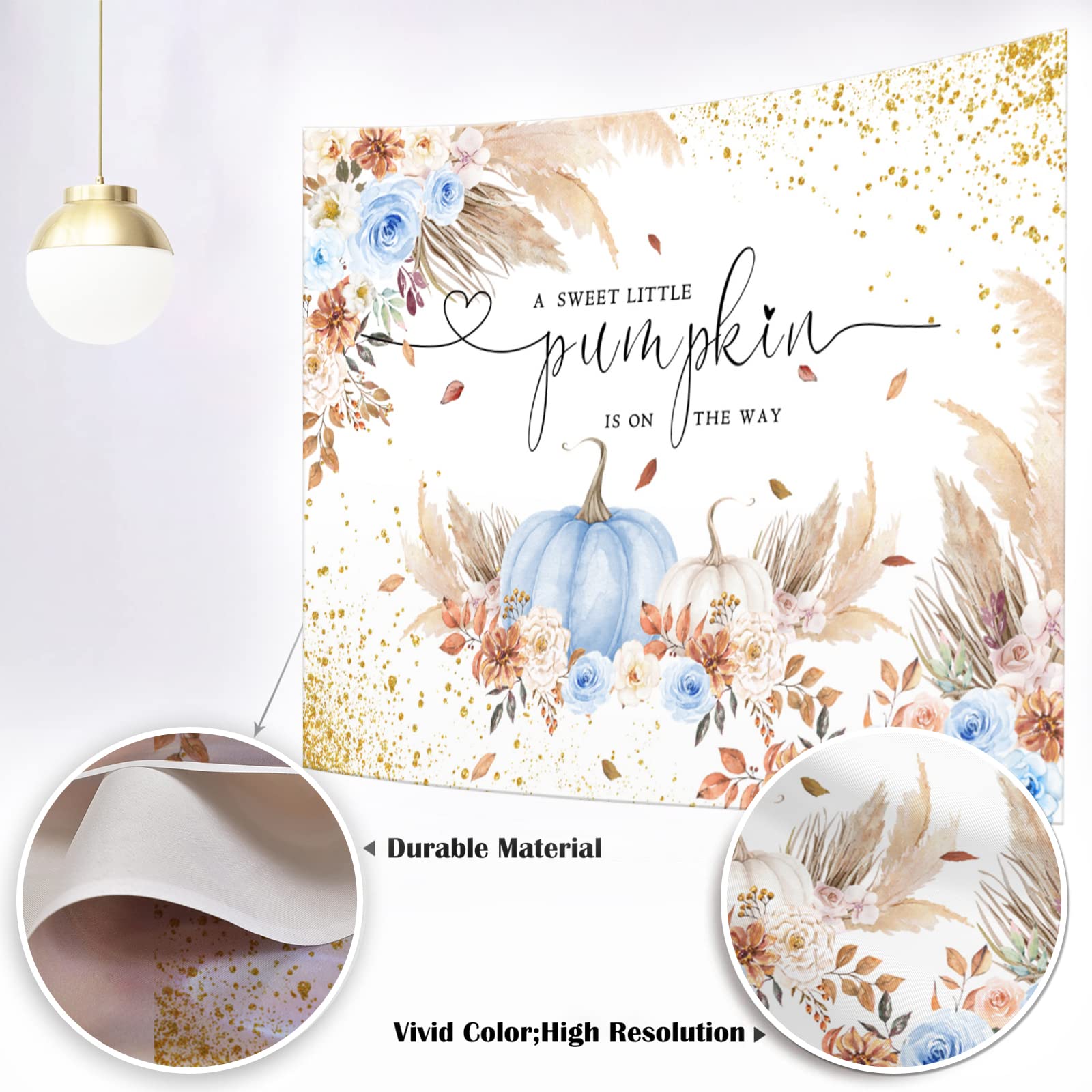 Mocsicka Pumpkin Backdrop For Girl Boy Autumn Fall Pumpkin Baby Shower Party Decorations Boho Blush Floral A Little Pumpkin Is O