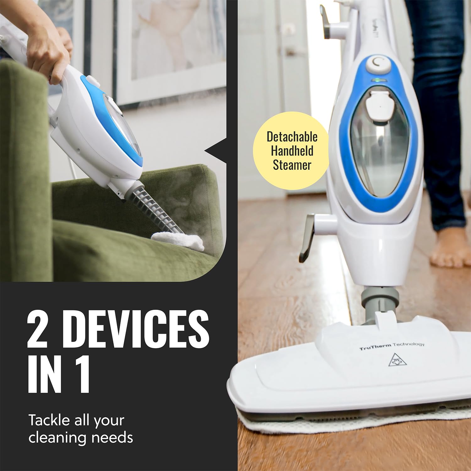 Pursteam 10-In-1 Steam Mop, Floor Steamer With Detachable Handheld Steam Cleaner For Tile, Hardwood Floors