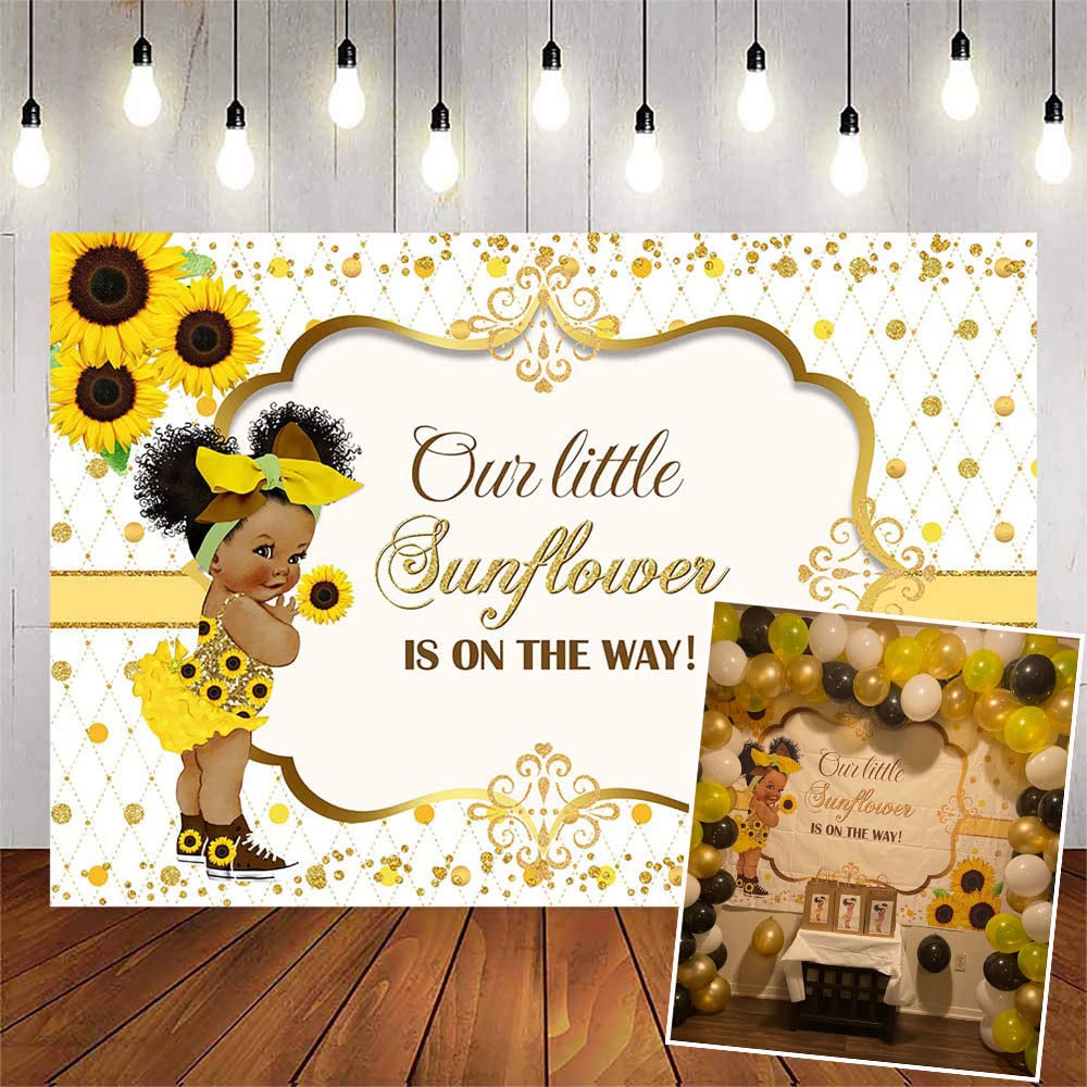 Avezano Sunflower Baby Shower Backdrop Baby Girl Baby Shower Party Decoration Our Little Sunflower Is On The Way Photo Backgroun
