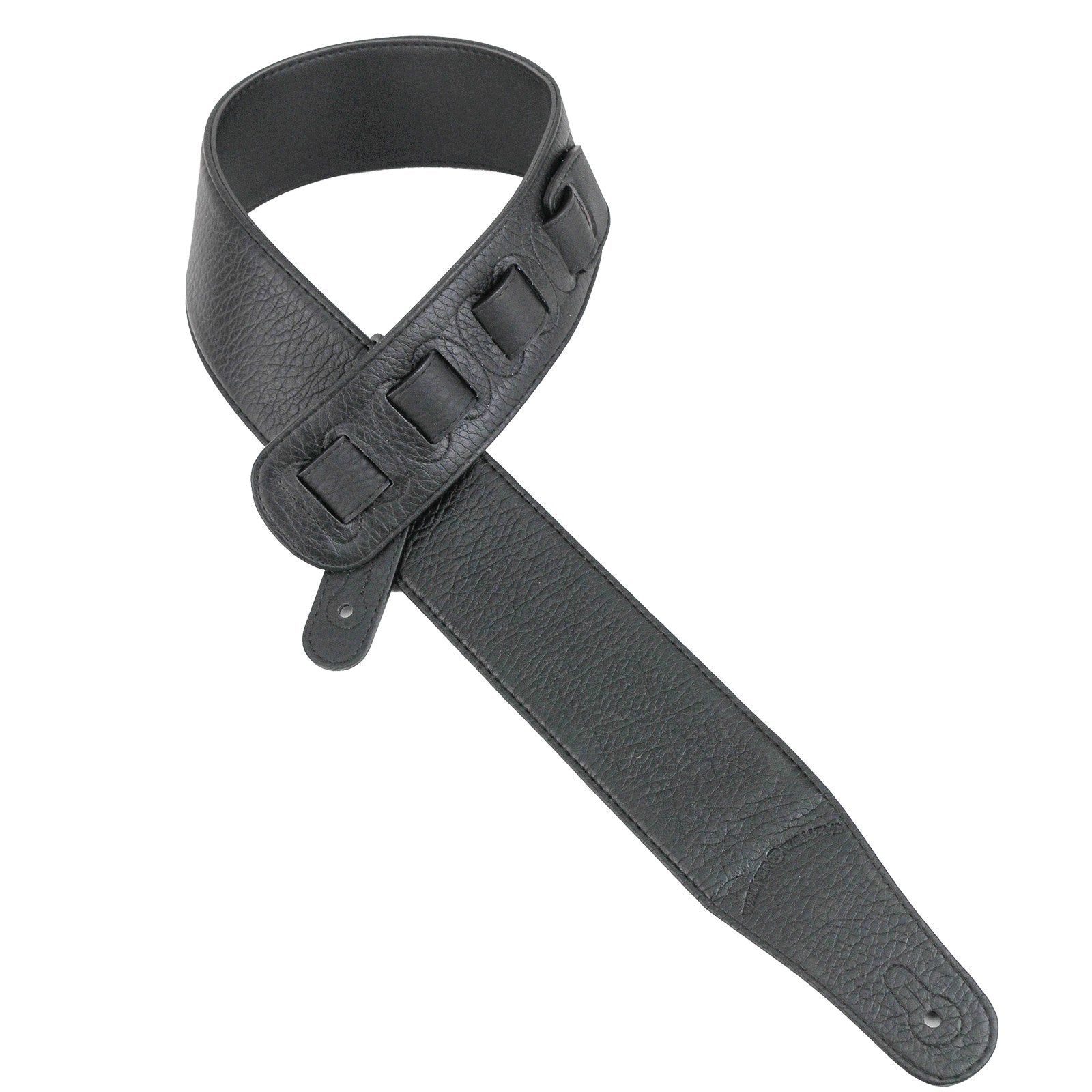 Walker & Williams Cvg-162 Black Padded Guitar Strap With Hand Tooled Red And Brown Koi Fish Design