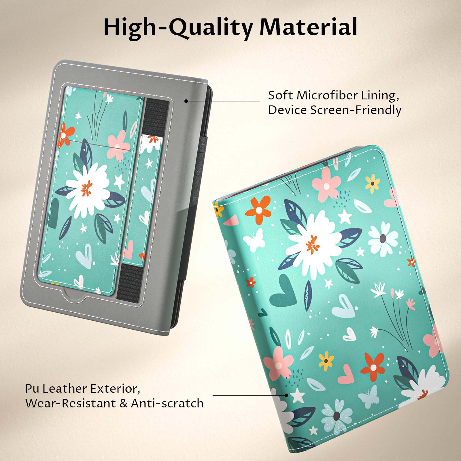 Vori Stand Case For 6'' All New Kindle 11Th Generation 2022 Release, Premium Pu Leather Protective Sleeve Cover With Hand Strap,