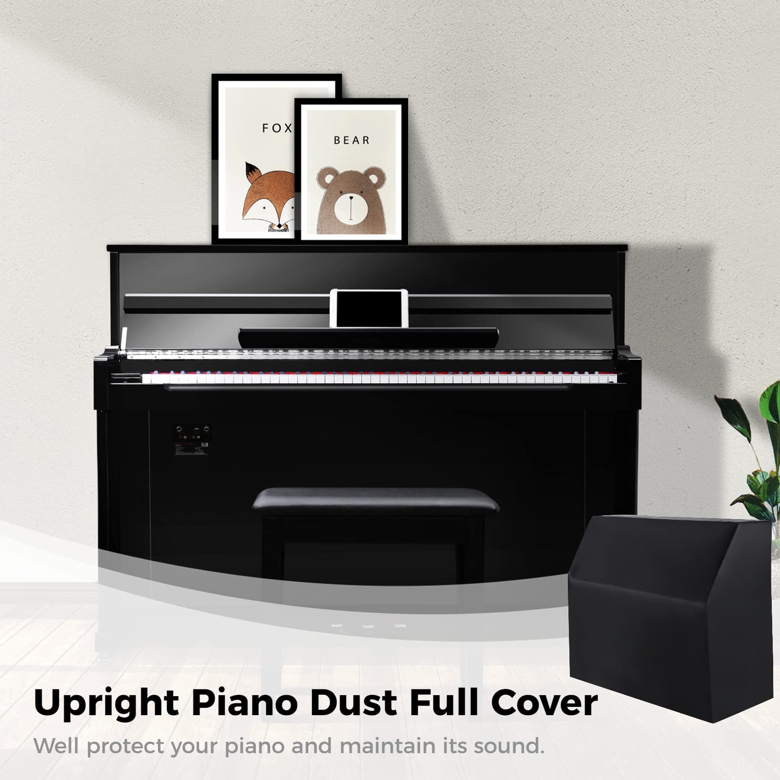Upright Piano Cover, Piano Full Cover Dustproof Waterproof, Silver-Coated Oxford Fabric Piano Protective,Block Sunlight, Moistur