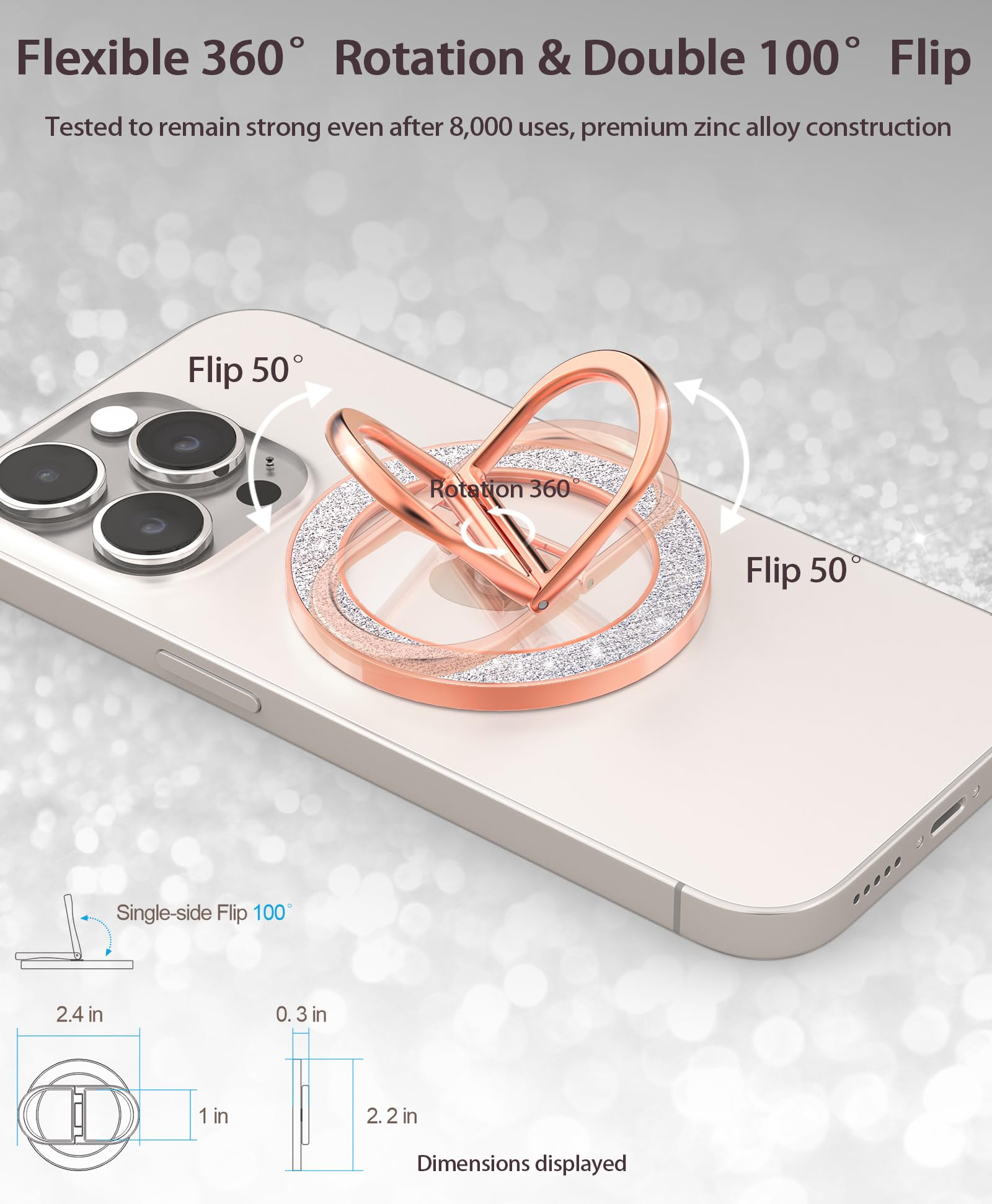 Dremmiwin Magnetic Phone Grip | Phone Ring Holder | Stylish Twinkle Transparent With Phone Ring Holder For Iphone, Mag Safe Phon