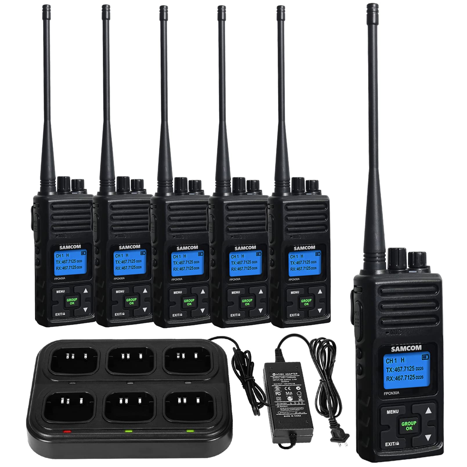 Samcom 5Wtwo Way Radio Rechargeable, Long Range 2 Way Radio 1500Mah Programmable Walkie Talkie For Adults Heavy Duty With 6 Way