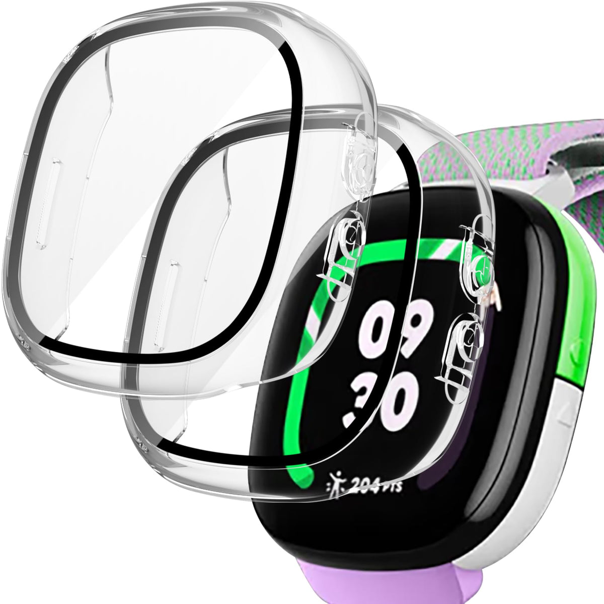 2-Pack Screen Protector Compatible With Fitbit Google Ace Lte Case, Tempered Glass All-Around Protective Screen Full Hard Pc Cov