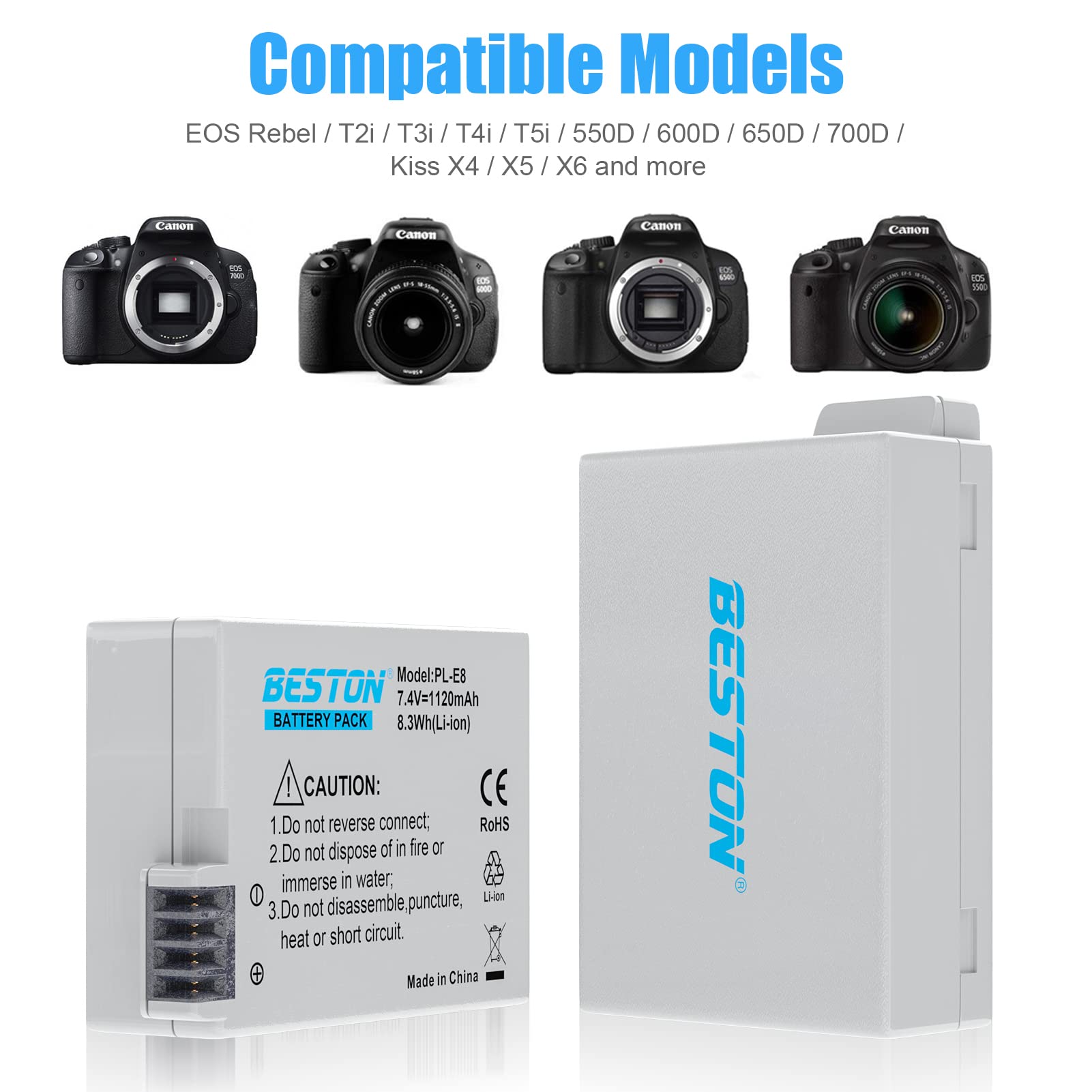 Beston 2 Pack Lp E8 Battery Pack And Rapid Usb Charger For Canon Eos Rebel T2I T3I T4I T5I Cameras