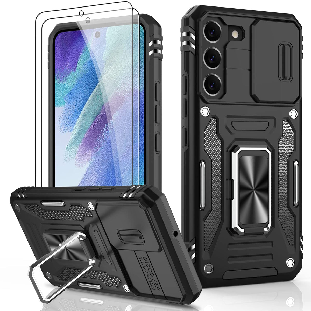 Lumarke Galaxy S21 Fe Case With Camera Cover,Samsung S21 Fe Cover With Screen Protector Pass 16Ft Drop Test Military Grade Prote