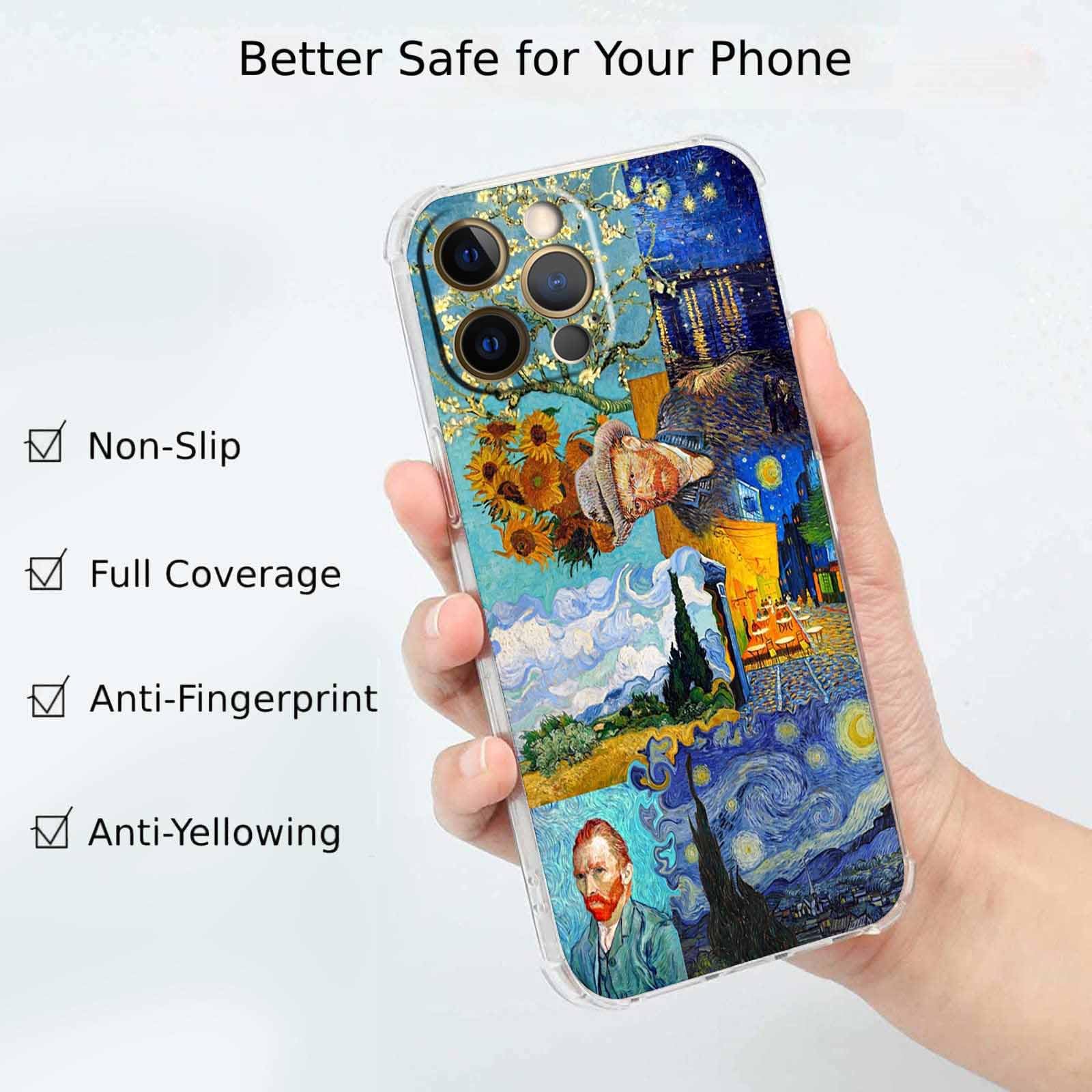 Malegaon Van Gogh Paintings Collage Case For Iphone 12 Pro Max,Starry Night Pattern Case, Soft Tpu Protective Cover For Iphone 1
