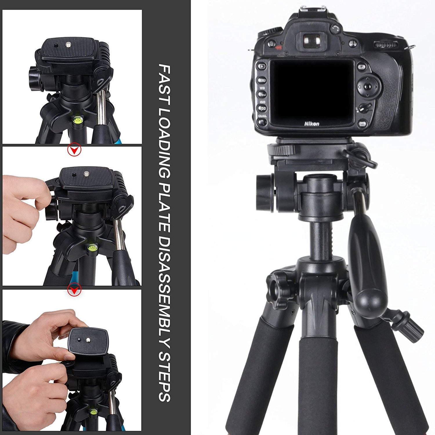 Camera Tripod Monopod Head Quick Release Plate Qr Camera Mount Adapter With 1/4'' Screw For Q111 Q222 Q100 Tripod