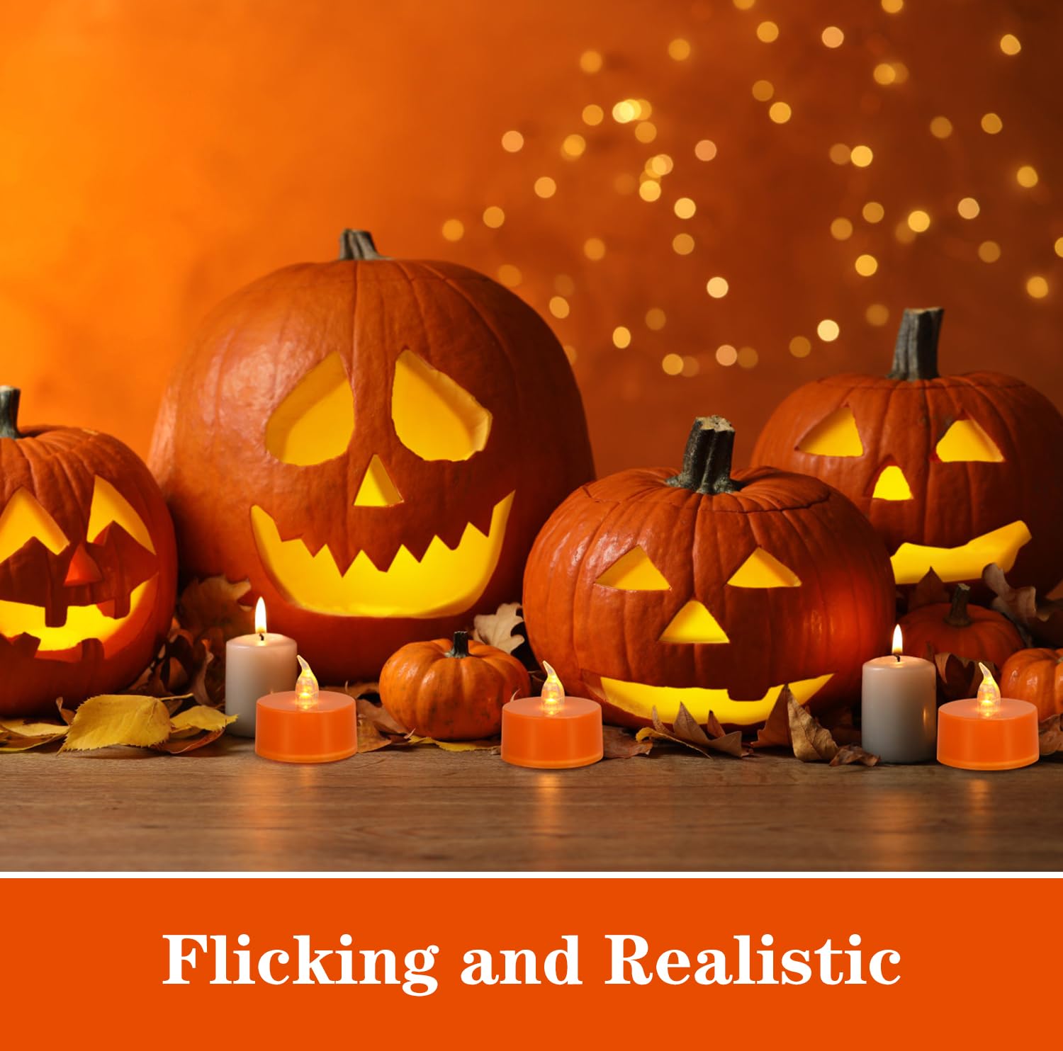 Koaby Led Tea Lights   12 Pack Flickering Flameless Lights, Lasts 200H+, Warm Yellow, Orange Base