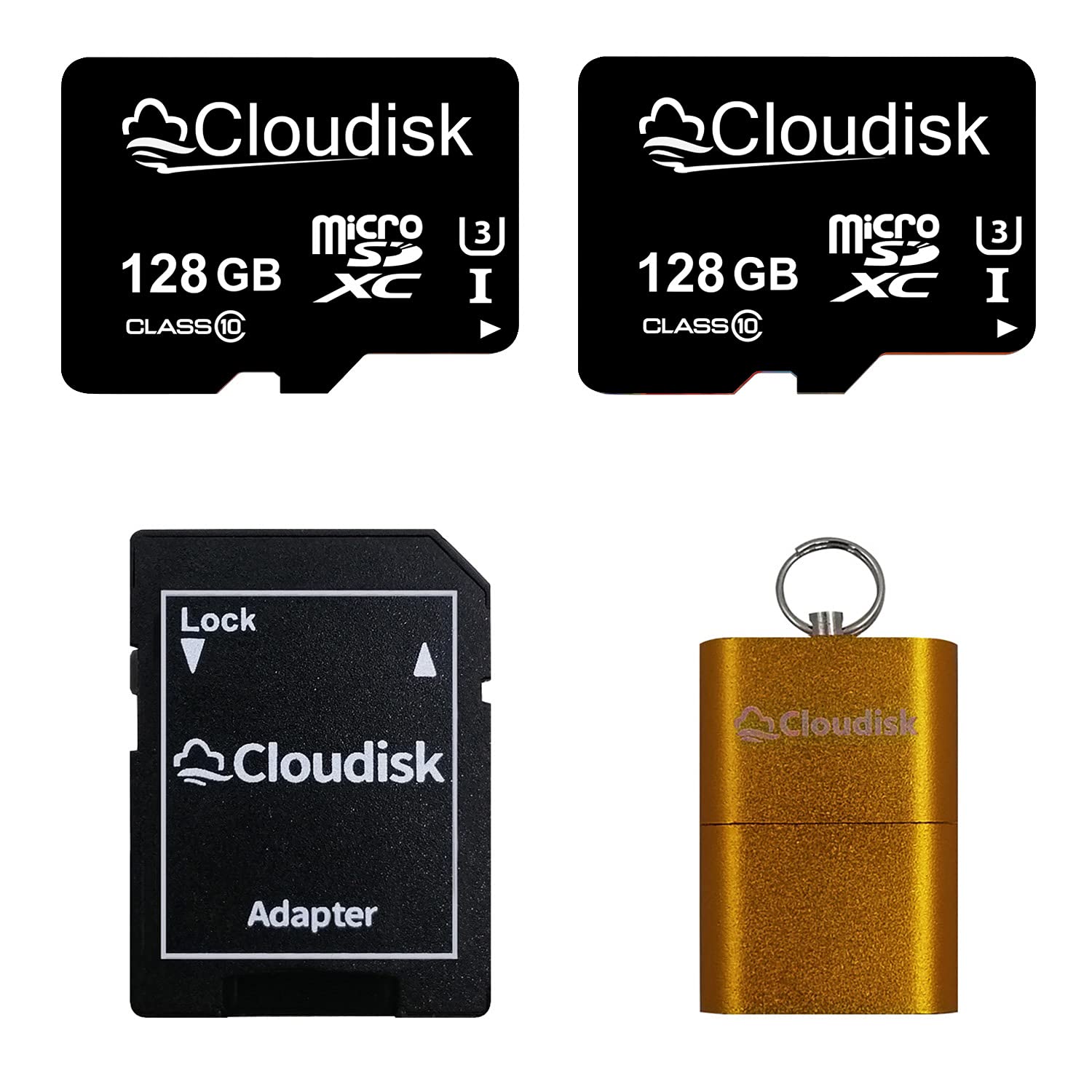 Cloudisk Pack Of 2 Micro Sd Card 128Gb Flash Memory Card Micro Sdxc With Sd Adapter And Card Reader, C10, A2, U3, Uhs I (128 Gb)