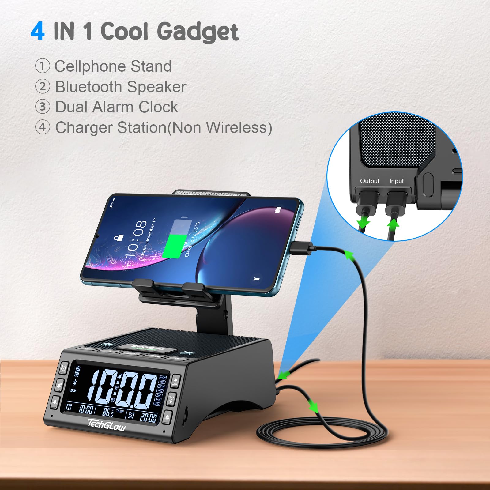 Gifts For Men Women Techglow Foldable Cellphone Stand With Bluetooth Speaker Charging Station Birthday Gift Idea For Mom Dad Coo