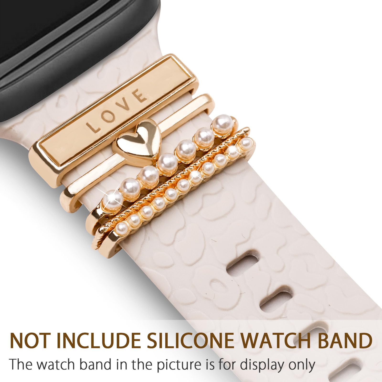 Popiground Watch Band Charms Decorative Rings Loops Compatible With Apple Watch 38/40/41Mm 42/44/45Mm Slide Metal Watch Bands Ac