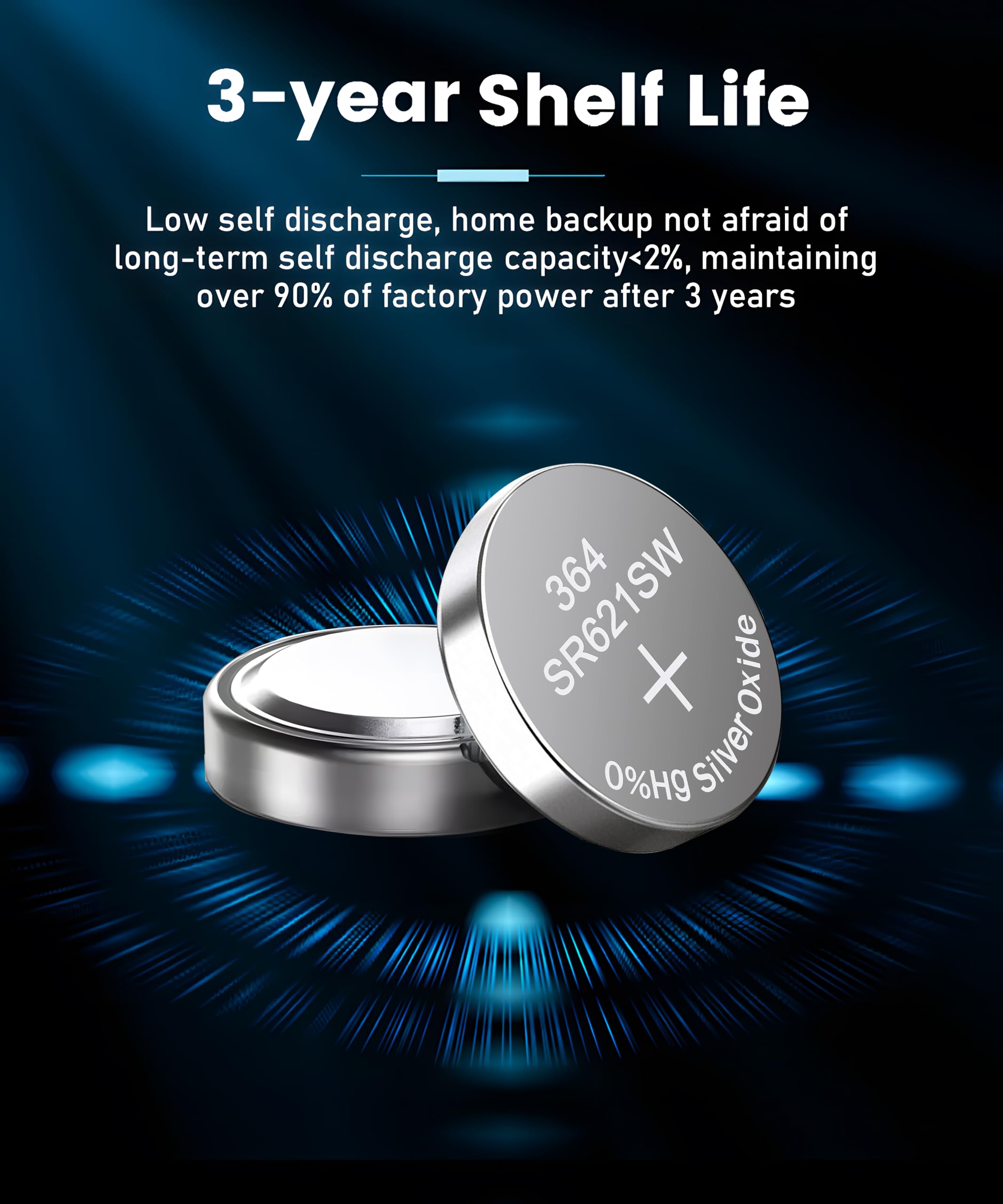 Ykm 364 Sr621Sw Watch Battery Ag1 364/363 Lr621 V364 1.55V Silver Oxide Battery 10 Pack