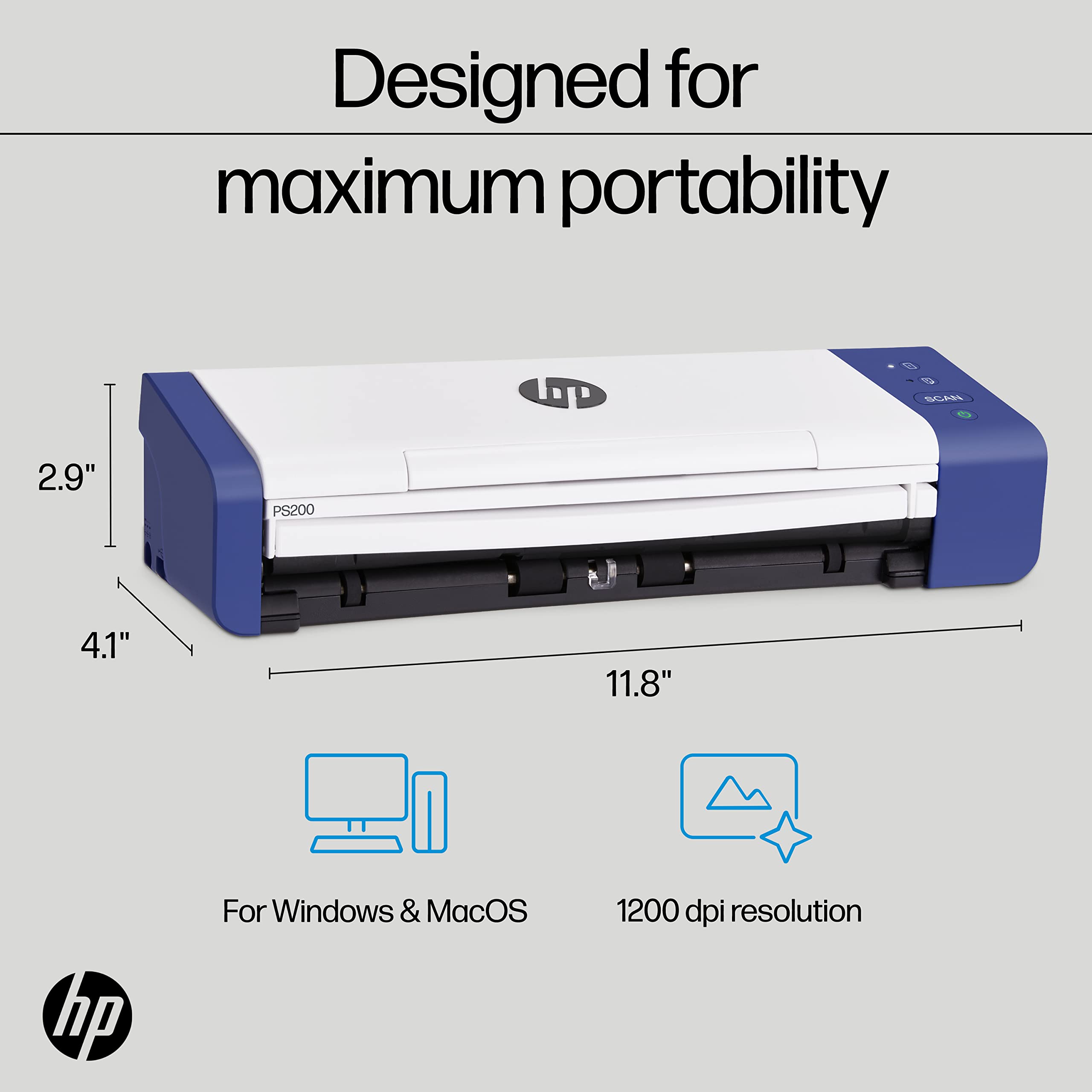 Hp Compact Desktop Duplex Usb Mobile Document & Photo Scanner With Auto-Feed Tray For Portable 2-Sided Digital Scanning, Model H