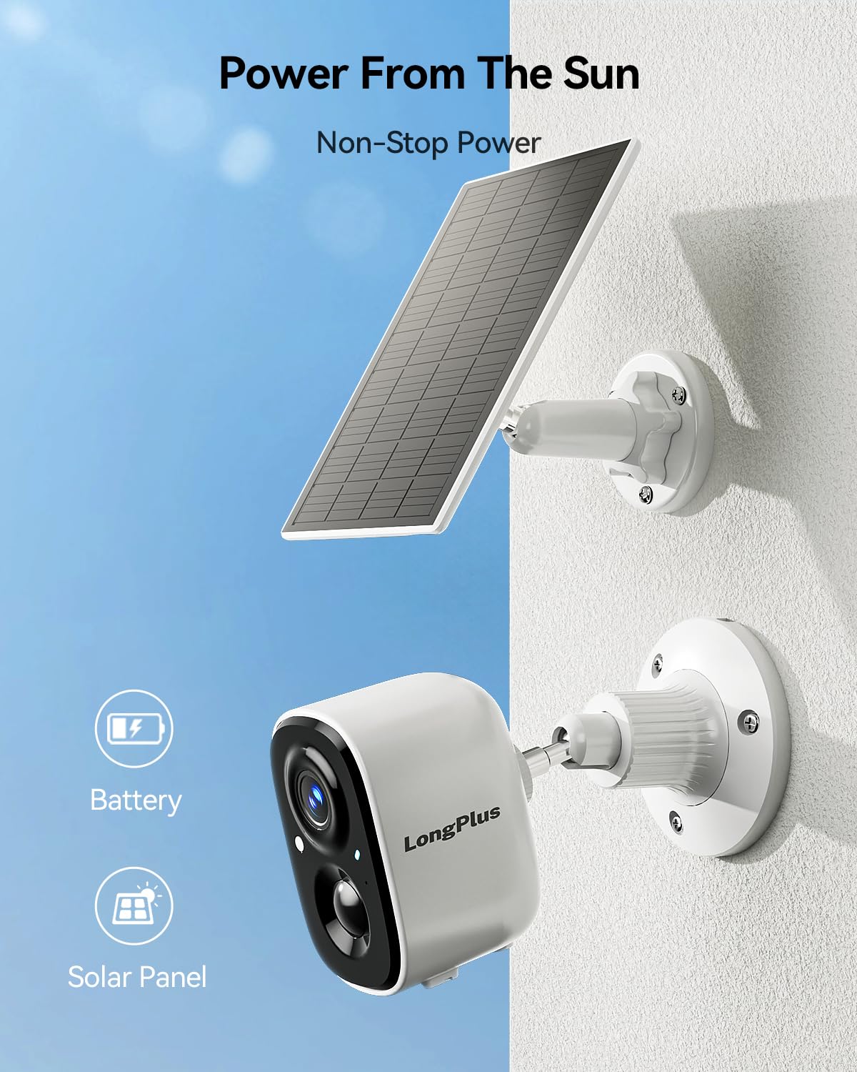 Longplus Security Camera, Outdoor Camera Wireless, No Monthly Fee, Ai Detection, Battery Powered Wifi Home Surveillance Camera O