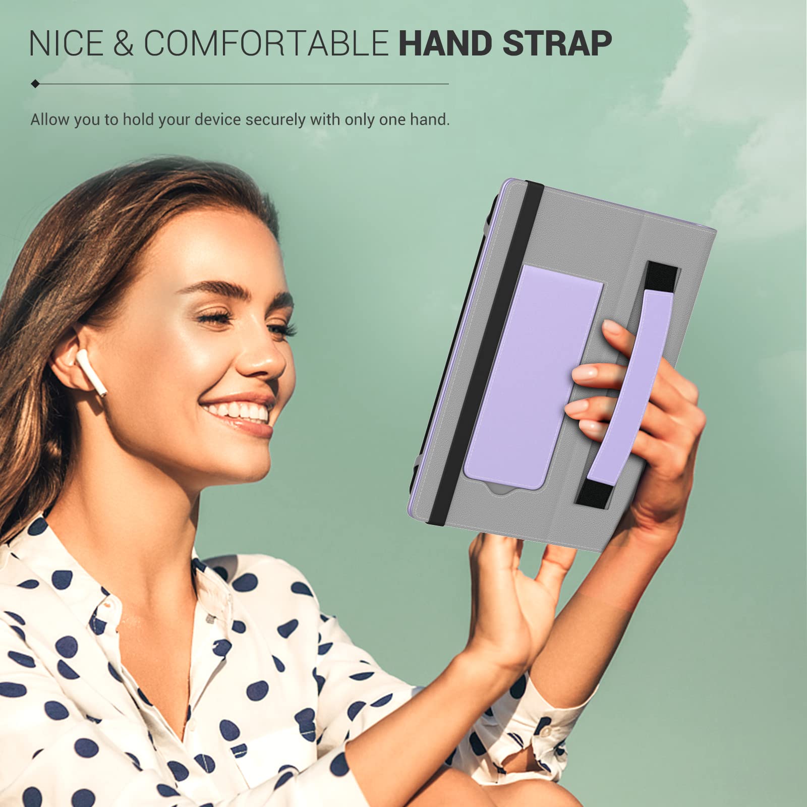 MoKo Universal Case for 6',6.8',7' eReaders Tablet, Lightweight PU Leather Case with Hand Strap and Kickstand for 6 7 Inch Kobo/Voyaga/Lenovo/Sony/Tolino E Book Tablet, Taro Purple