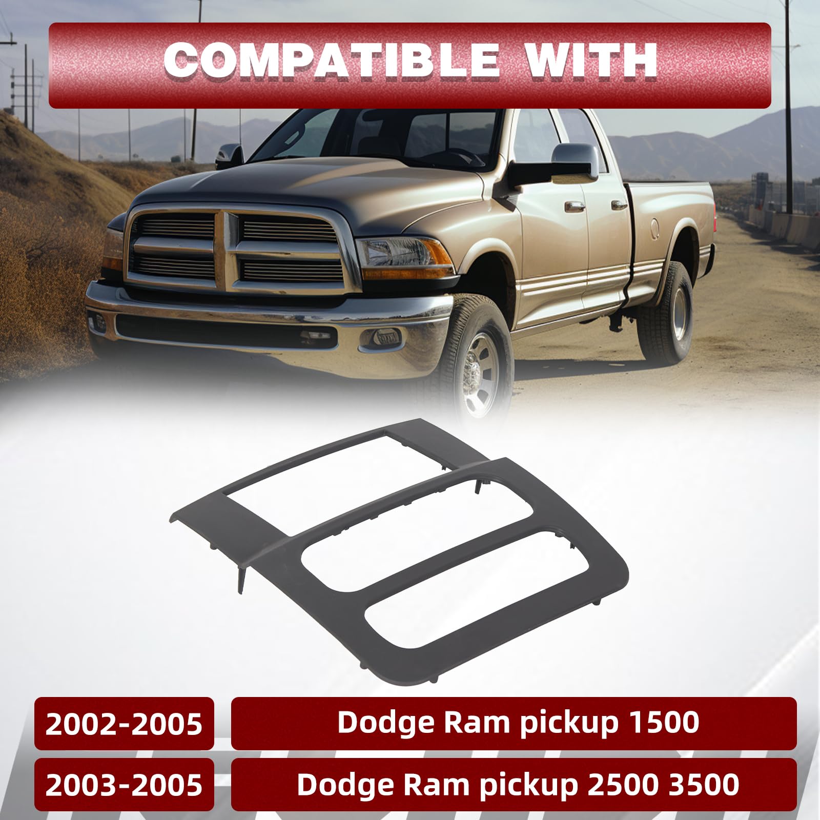 Hecasa Double Din Radio Stereo Dash Kit Compatible With 2002 2003 2004 2005 Dodge Ram 1500 2500 3500 Without Wiring Harness