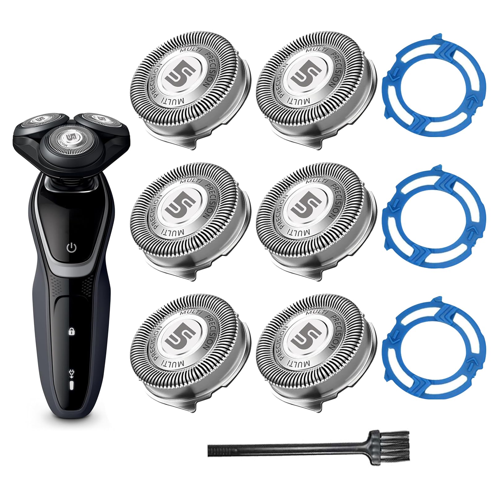 Sh50 Replacement Blades Compatible With Philips Aquatec Shaver, 5000 Shavers Series, 6 Pc Blades With Retaining Rings