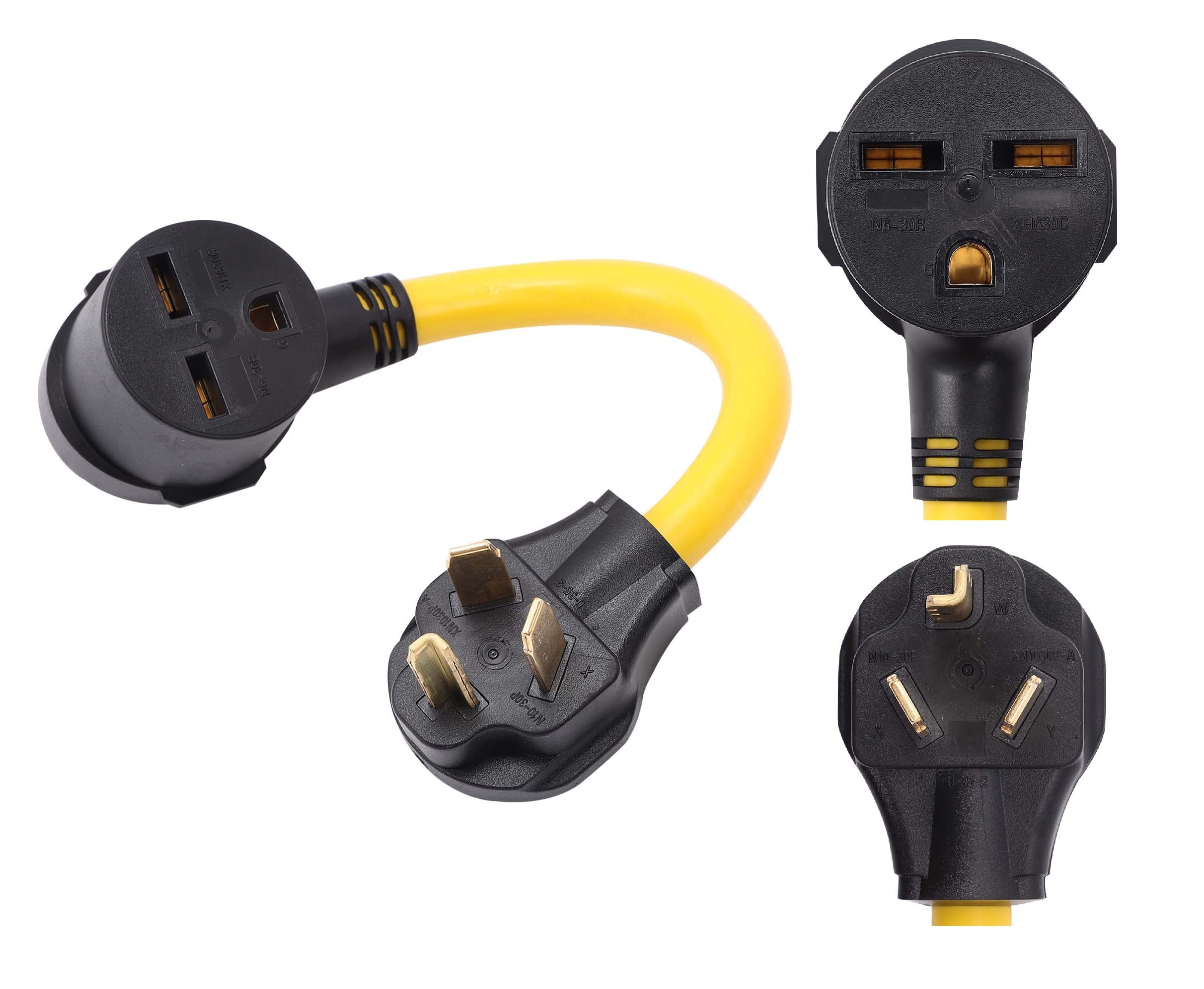 Onetak Nema 10 30P To 6 30R 240V 30 Amp 3 Prong Male Plug To 3 Prong Female Receptacle Dryer Ev Charger Power Cord Adapter