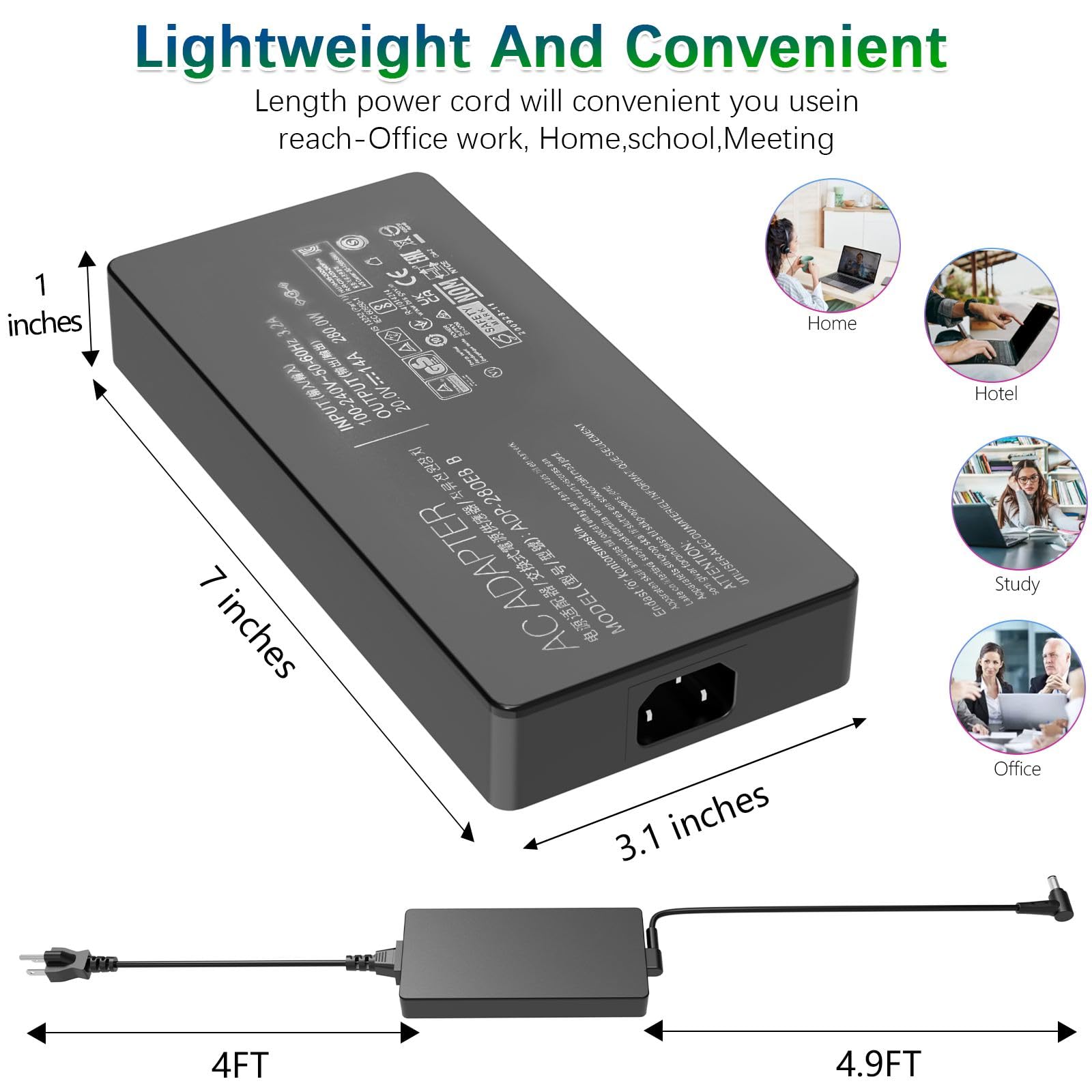 280W 14A 20V Adp 280Eb B Ac Charger For Asus Rog Strix G15 G17 G513R G513Q G713R G713Q Scar 15 17 G532L G533Z G732L G733Z Hero S
