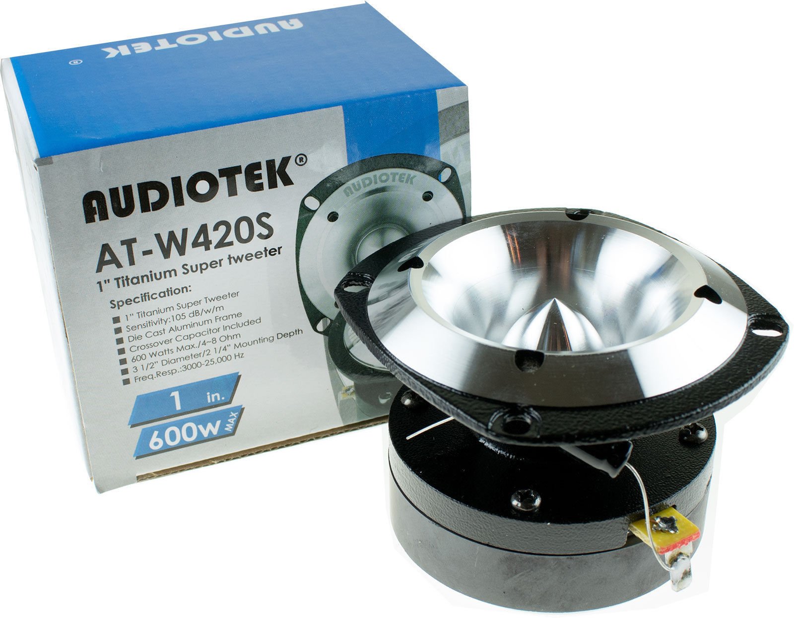Audiotek   Atw420S   Car Vehicle 600 Watts 1' Titanium Super Tweeter