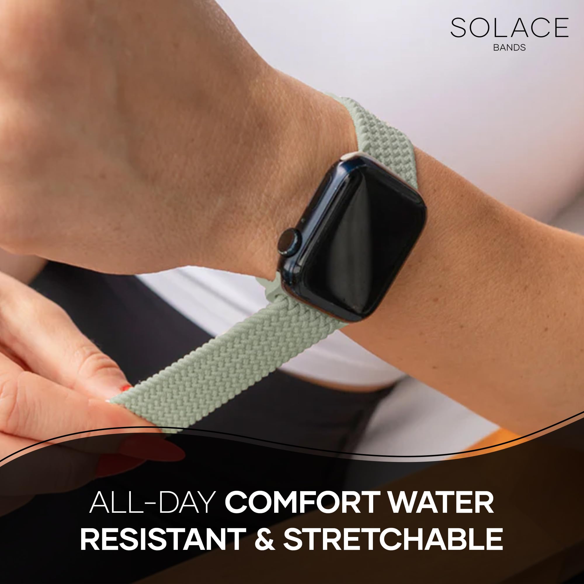 Solace Bands Imperium Adapt Wide Adjustable Nylon Braided Watch Band - Compatible With All Apple Watches - Solace Apple Watch Ba