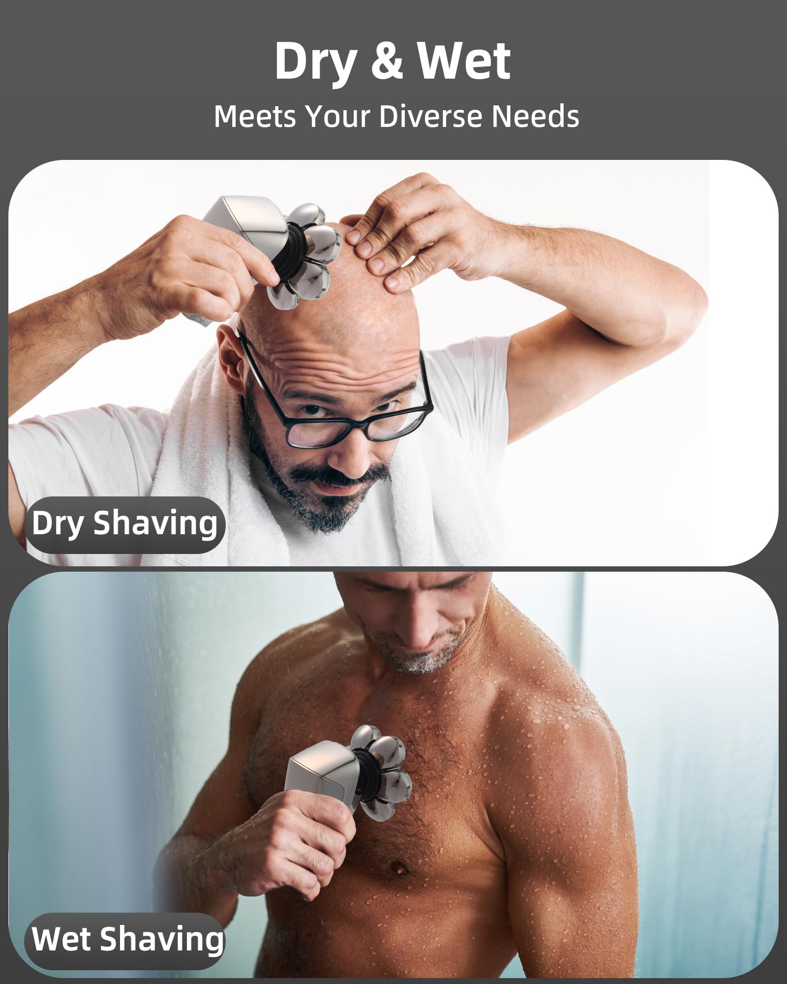 Head Shavers For Bald Men,7D Detachable Electric Bald Head Shaver,5 In 1 Dry Wet Bald Head Shavers For Men,Ipx7 Waterproof Elect