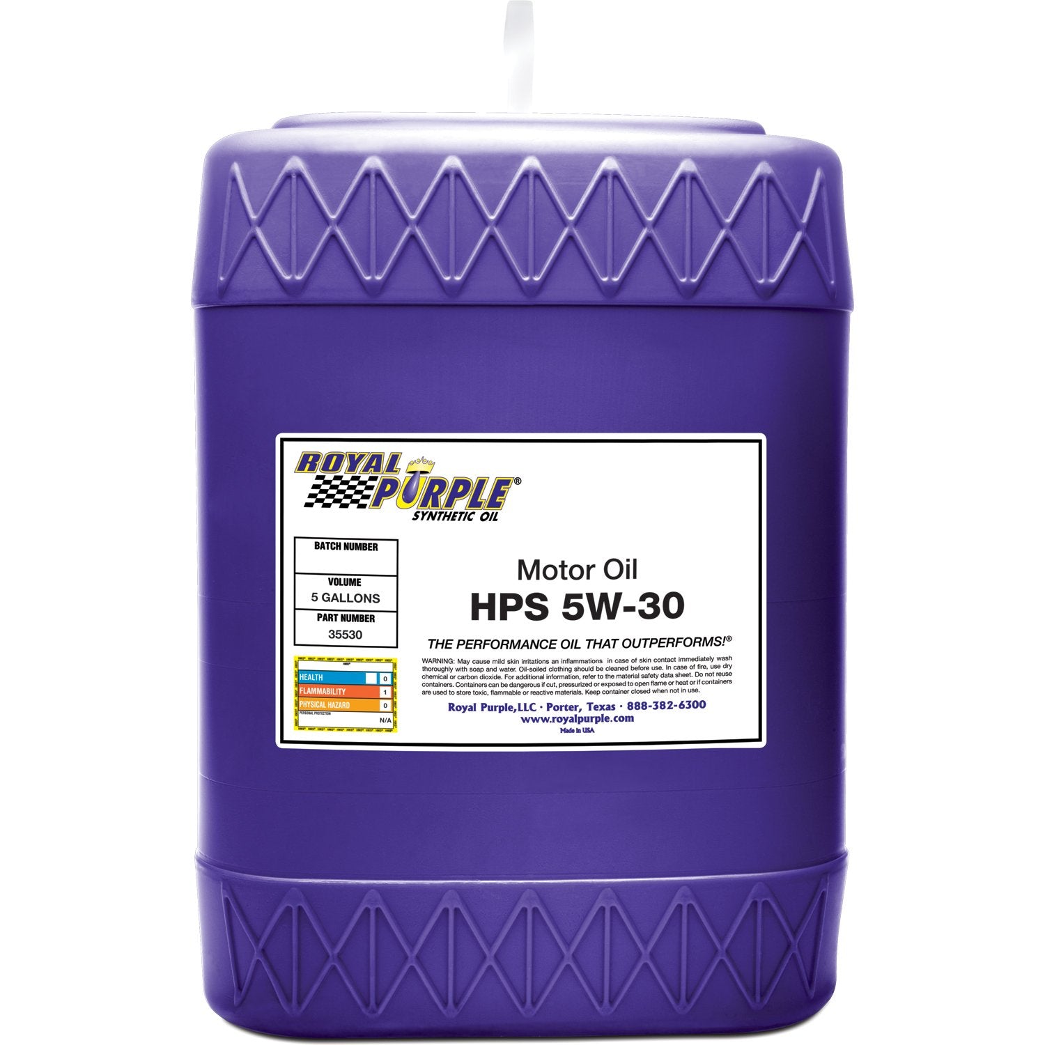 Royal Purple 35530 Hps 5W 30 High Performance Street Synthetic Motor Oil With Synerlec   5 Gallon