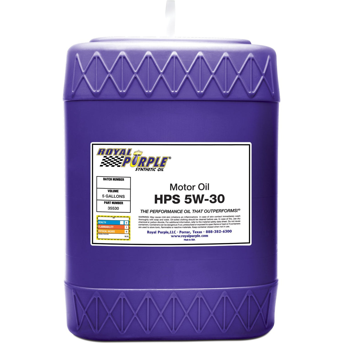 Royal Purple 35530 Hps 5W 30 High Performance Street Synthetic Motor Oil With Synerlec   5 Gallon