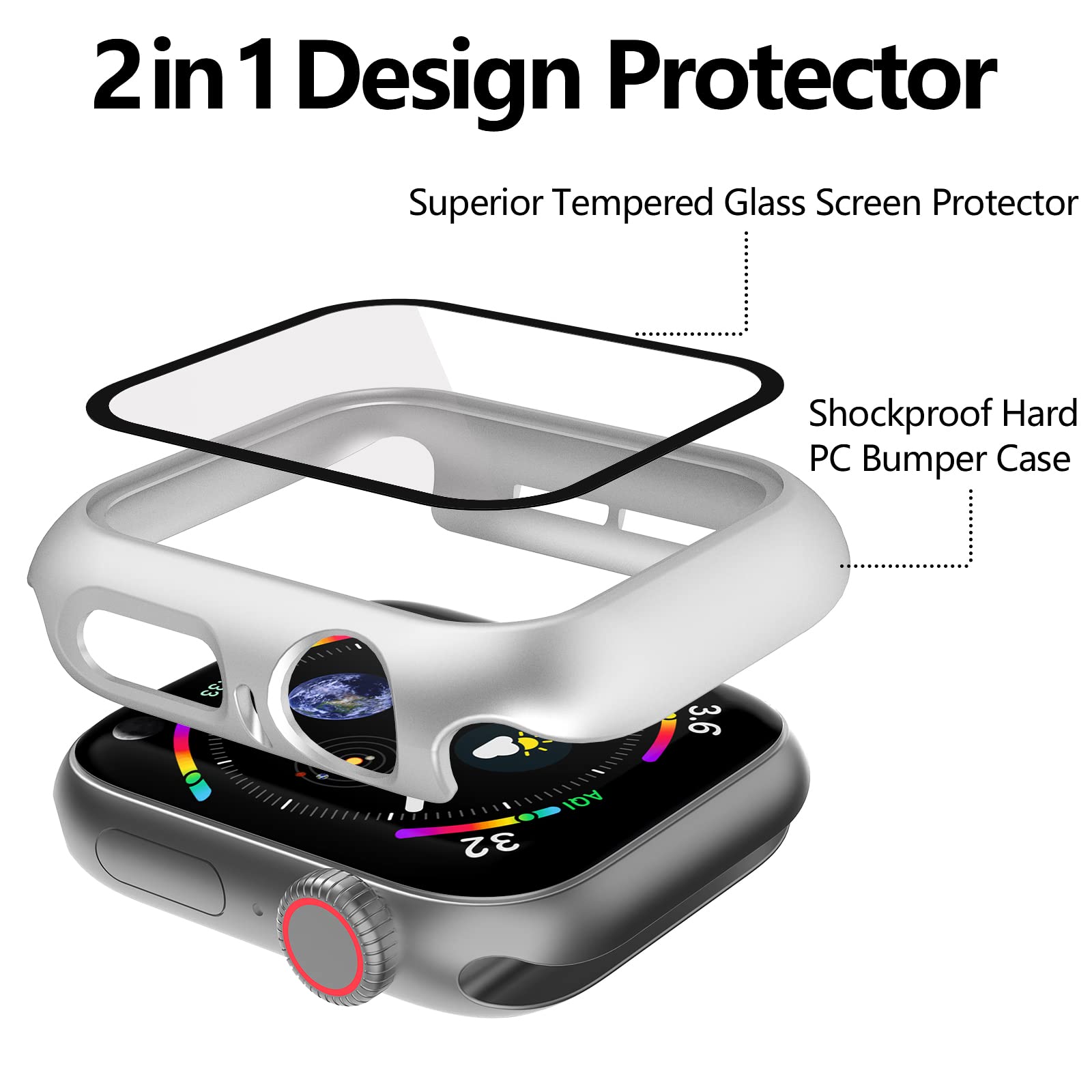 10 Pcs Jomitvp Hard Pc Case Compatible For Apple Watch Series 3/2/1 42Mm With Tempered Glass Screen Protector, All Around Protec