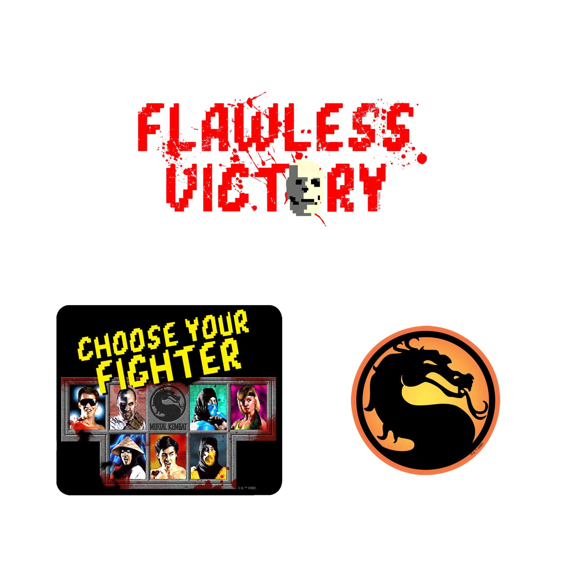 Mortal Kombat Klassic Vinyl Large Deluxe Stickers Variety Pack   Laptop, Water Bottle, Scrapbooking, Tablet, Skateboard, Indoor/
