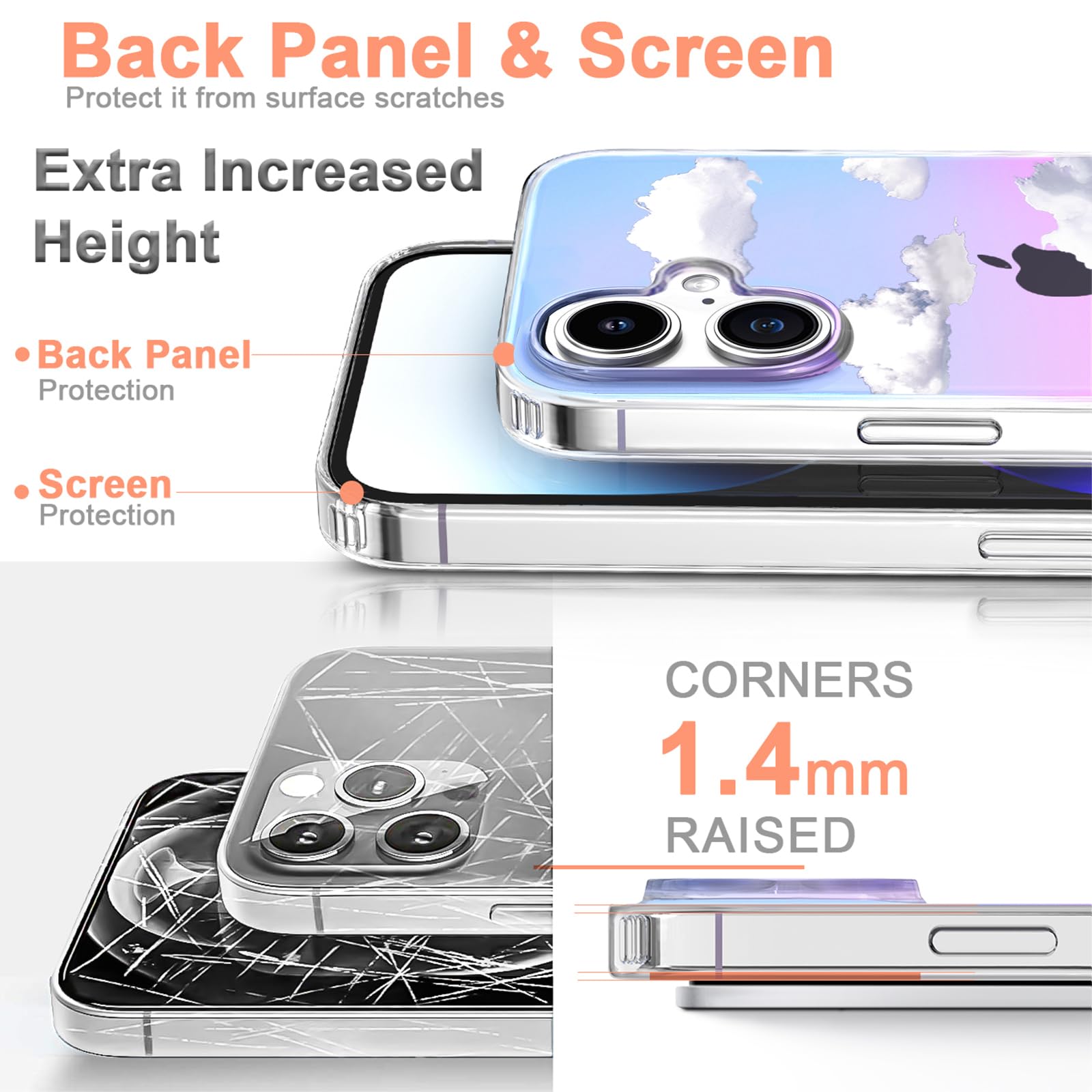 I Mgae In Ar Compact Case For Iphone 16 Plus Holographic Cloud Design,Cute Trendy Soft Slim Tpu Shockproof Protective Phone Case