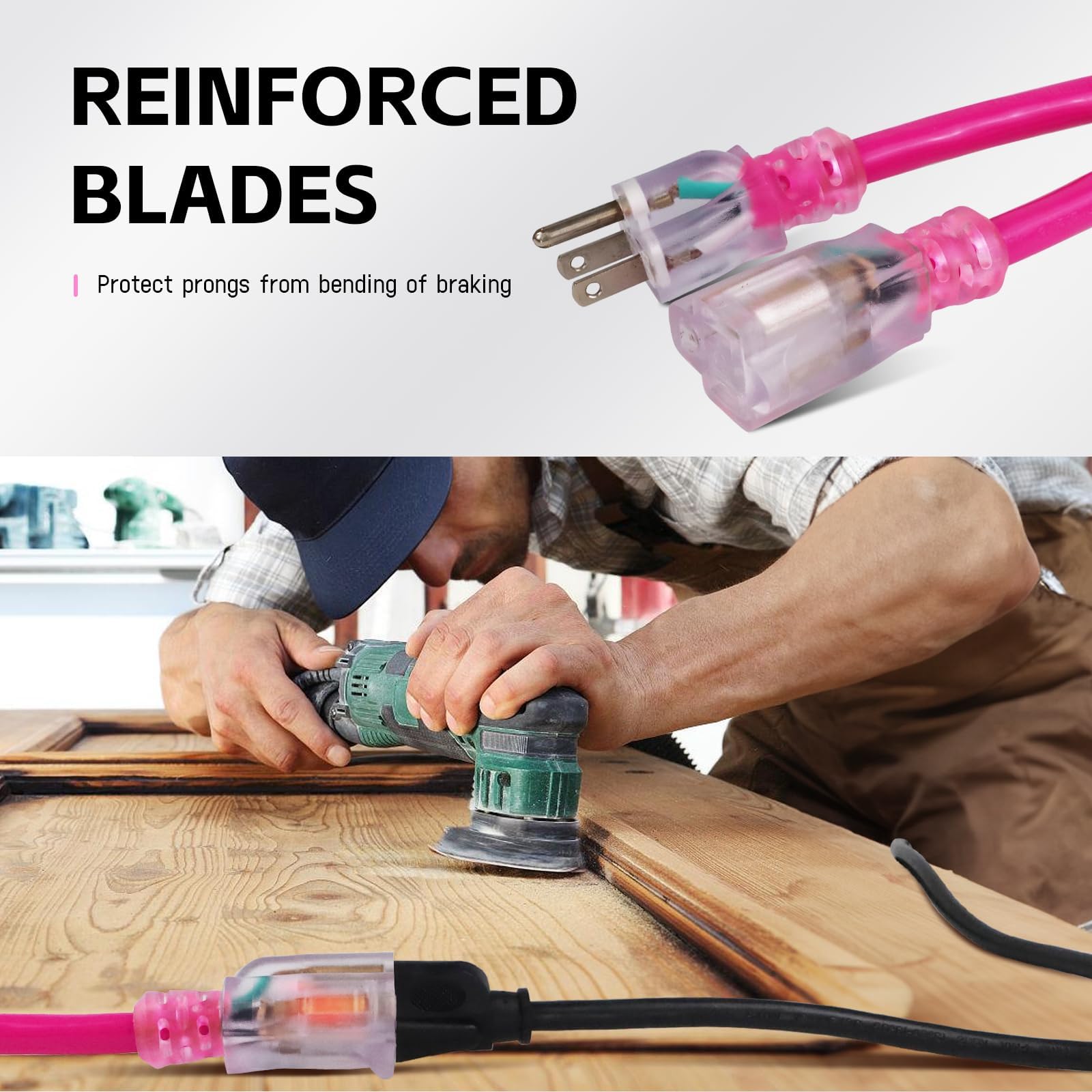 Ep 6 Ft Outdoor Extension Cord With Lighted End, 12/3 Gauge Sjtw Heavy Duty Extension Cable With 3 Prong Grounded Plug, 15Amp 18