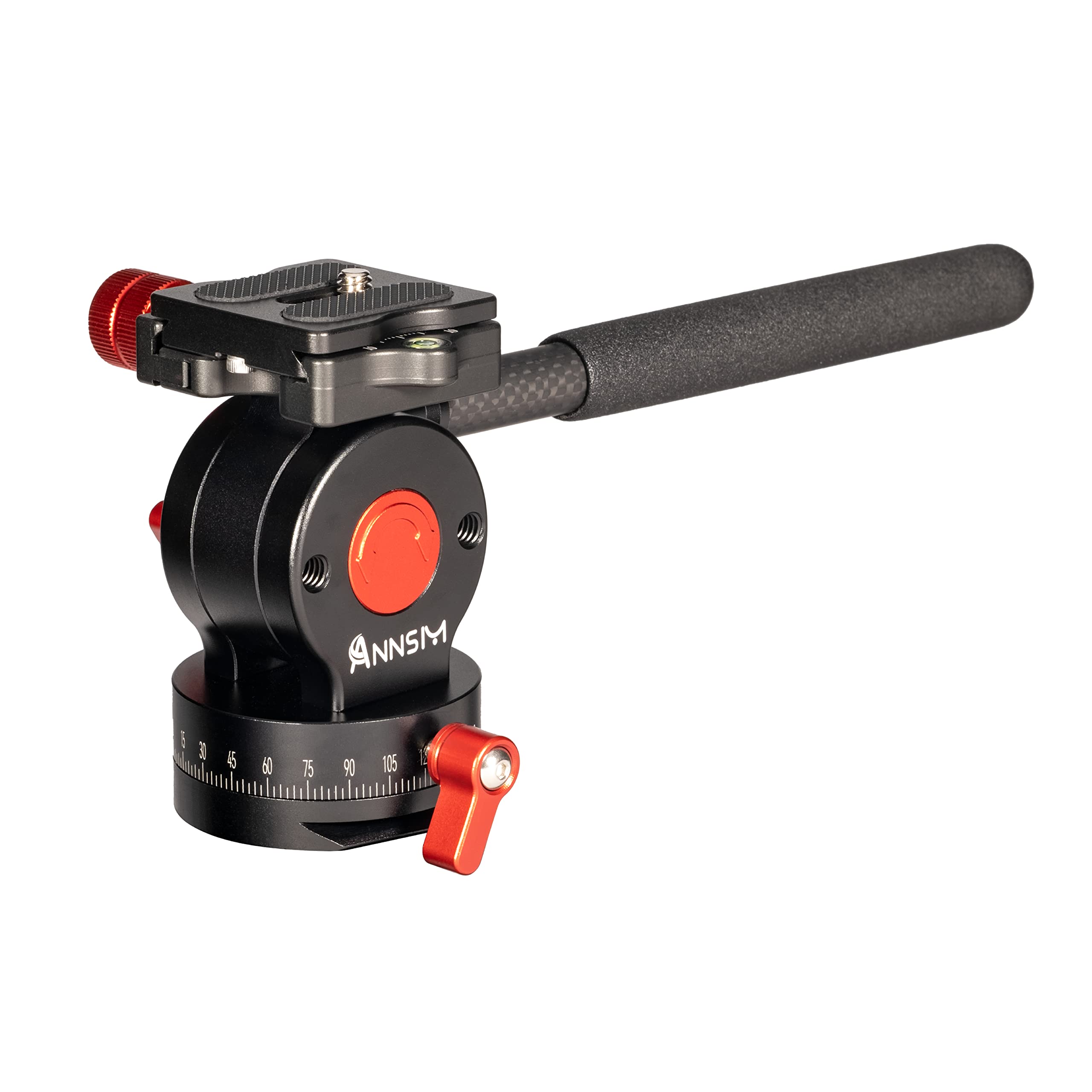 Annsm Tripod Fluid Drag Pan Tilt Head Vertical With Handle Grip 180 Degree Swivel With Arca Swiss Quick Release Plate And Standard For Dslr Camera