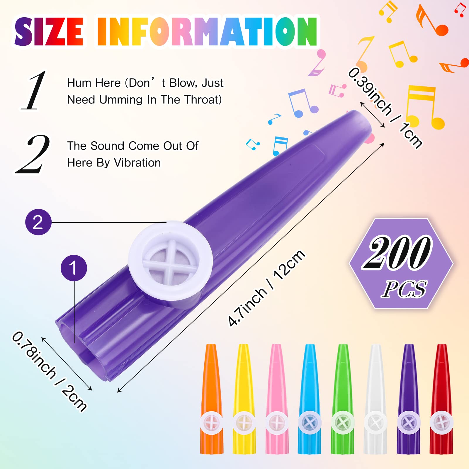 Boao 200 Pcs Plastic Kazoo Musical Instruments Party For Adults Fun Music Kazoo For Kids Classrooms Musical Toy Favors Gift Priz
