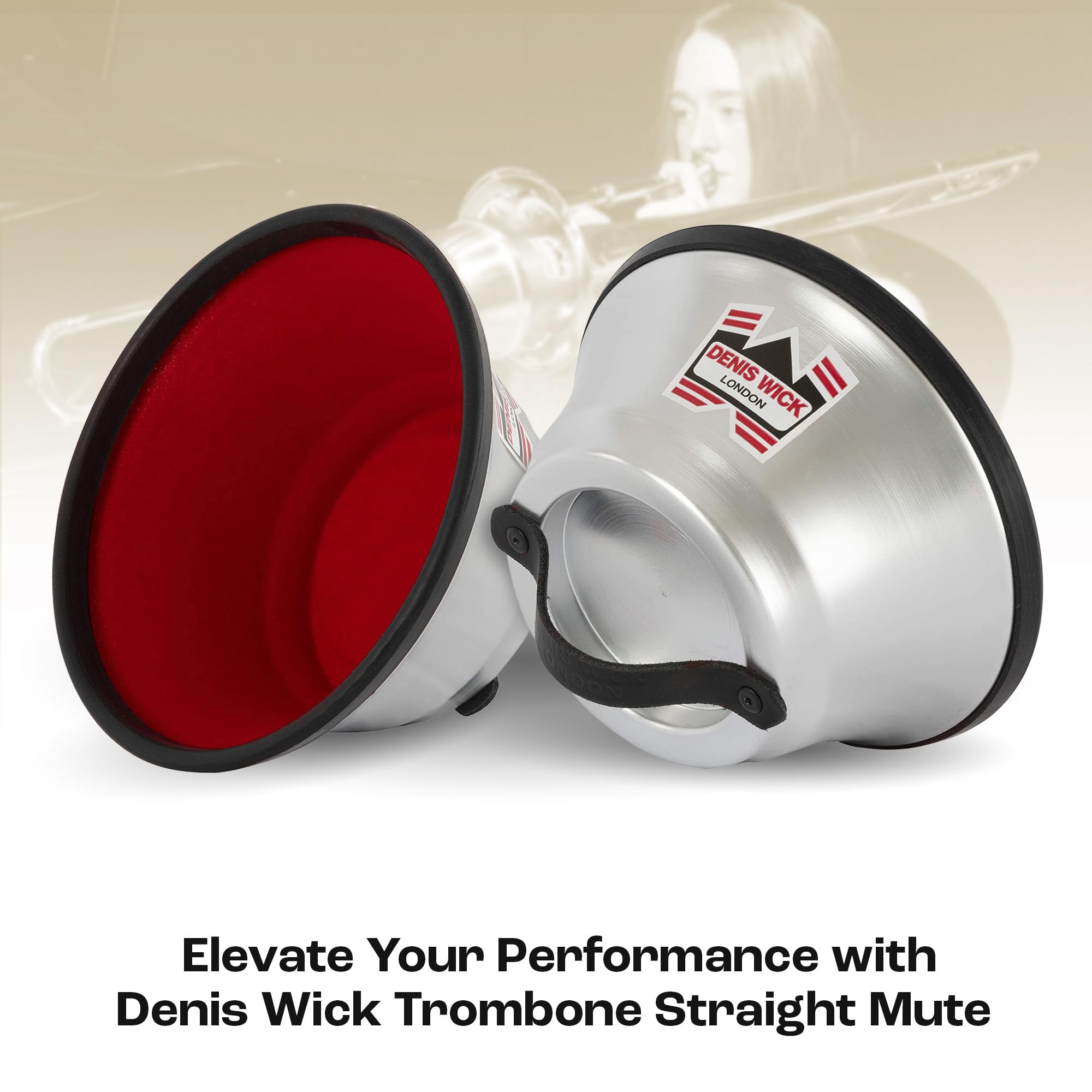 Denis Wick Plunger Mute For Trombone | Metal Mute For Lower Sound | Extra Large Plunger Mute With Flocked Interior | Jazz Access