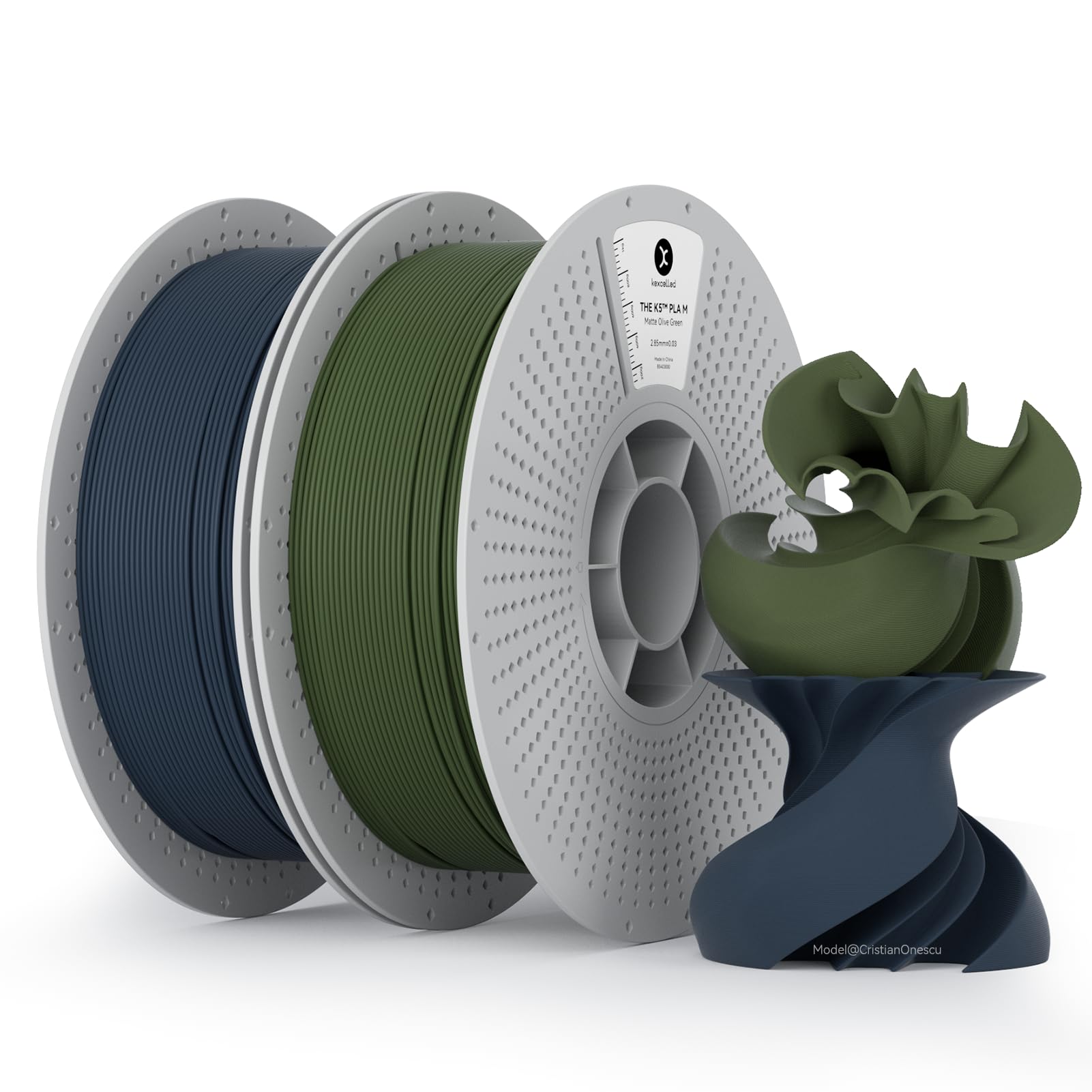kexcelled Matte PLA Filament 1.75mm,Matte Olive Green and Navy Blue PLA Bundle 3D Printer Filament Set 1kg Reusable Spool(2.2lbs