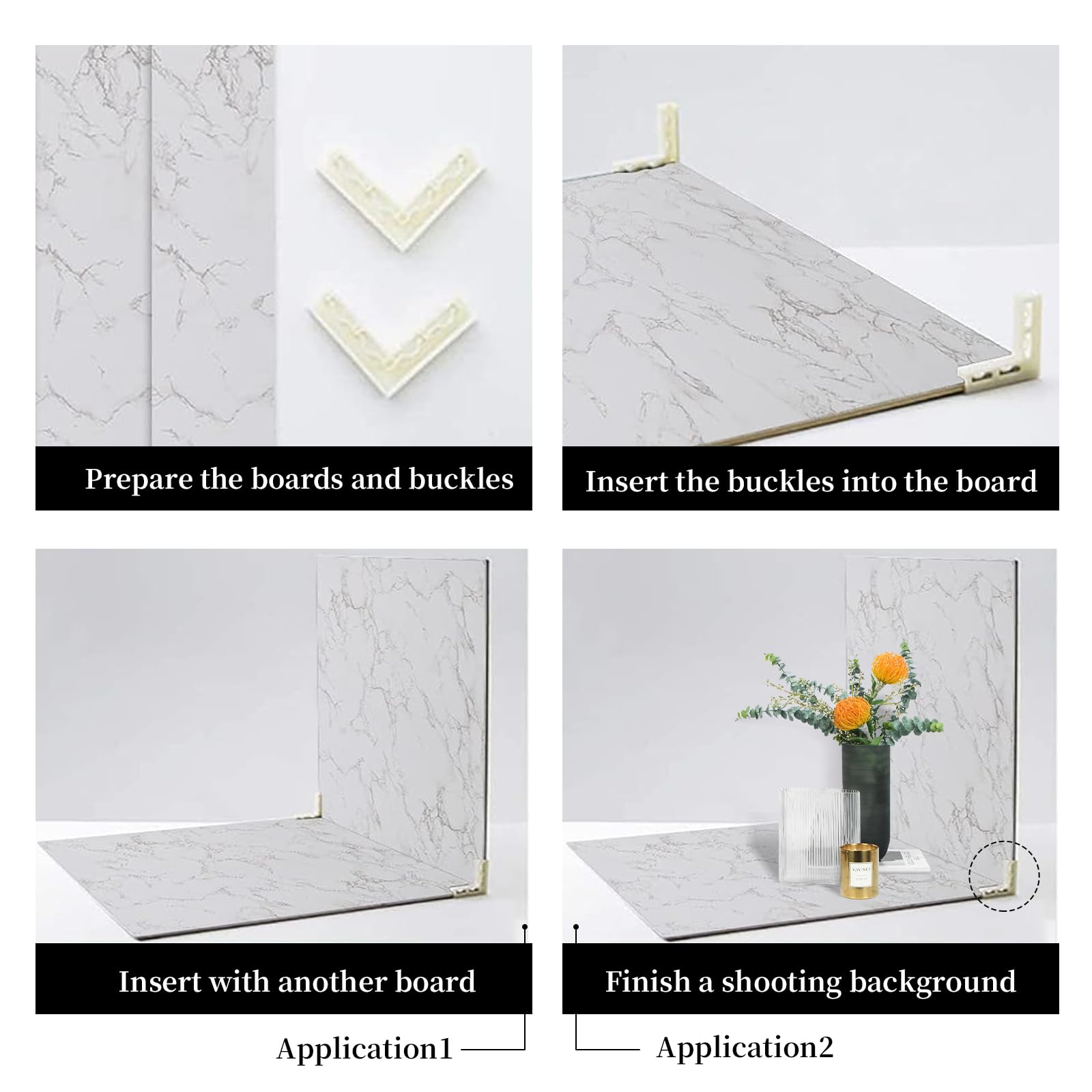 2 Pcs Boards Photo Backdrop 2 Marbles Texture For Flat Lay, Food Photography Background 24X24 Inch, Beiyang (Marble+Marble)