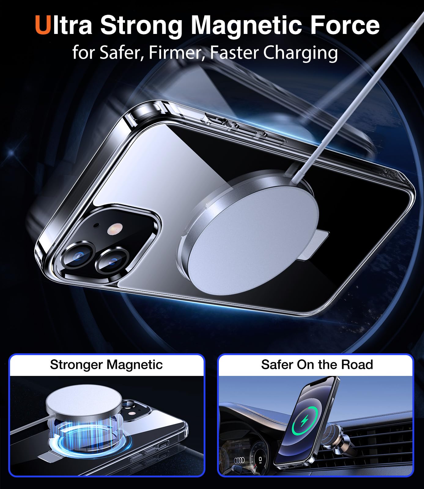 Chicfun 3-In-1 [Magnetic+Kickstand+Ring Holder] For Iphone 12/12 Pro Case Stand Ring Holder Compatible With Magsafe, Military Sh