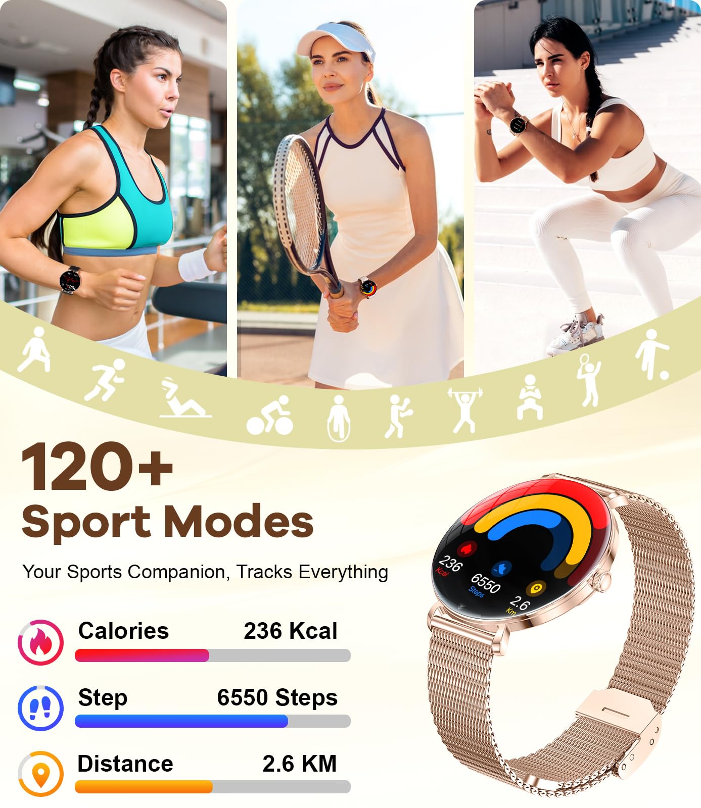 Lige Smart Watches For Women With Calls/Answer:1.43  Amoled Smart Watch Compatible With Android & Iphone, Waterproof Fitness Tra
